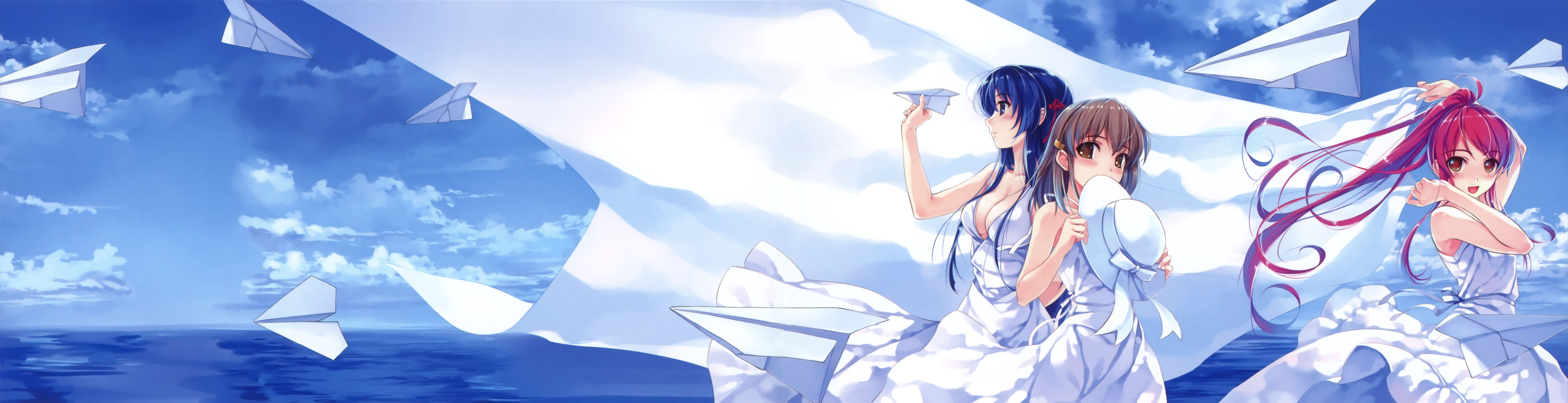 Anime Deep Blue Sky Amp Pure White Wings 4879x1254