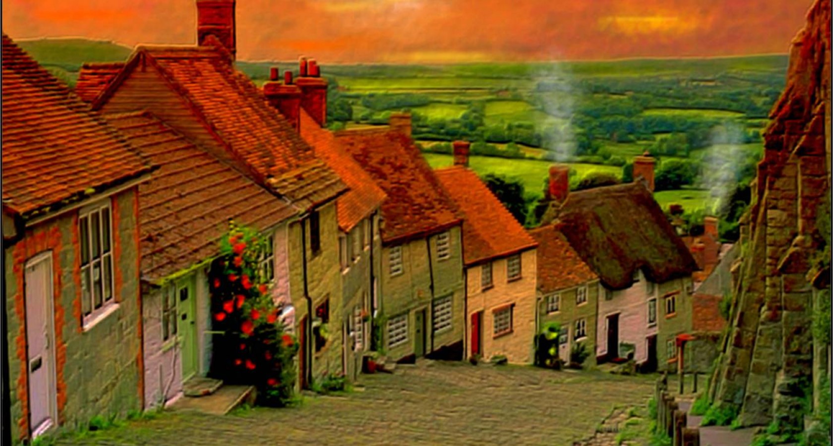 Street House England Colorful 1680x900