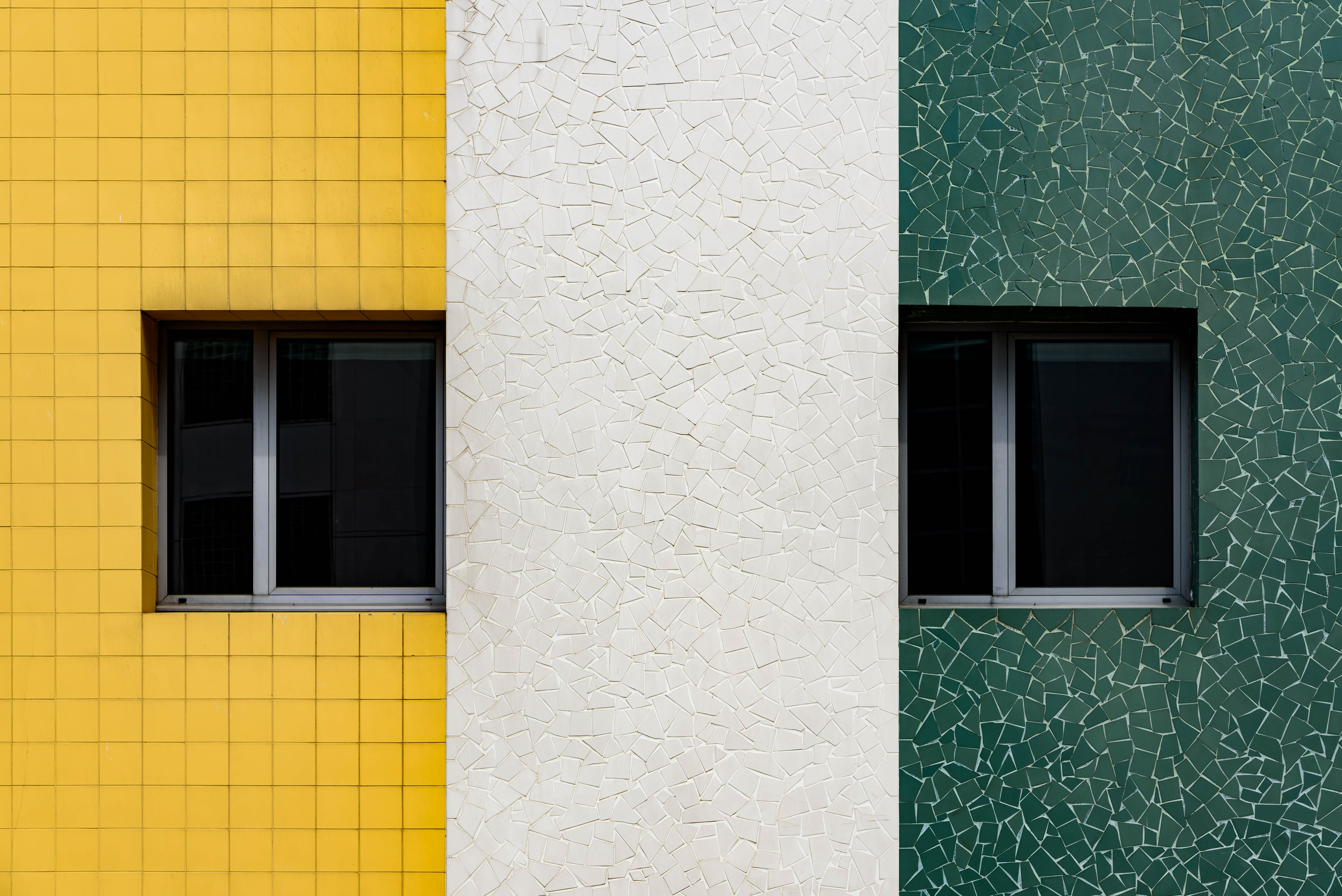 Building Colors Green Tiles Wall White Window Yellow 5894x3935