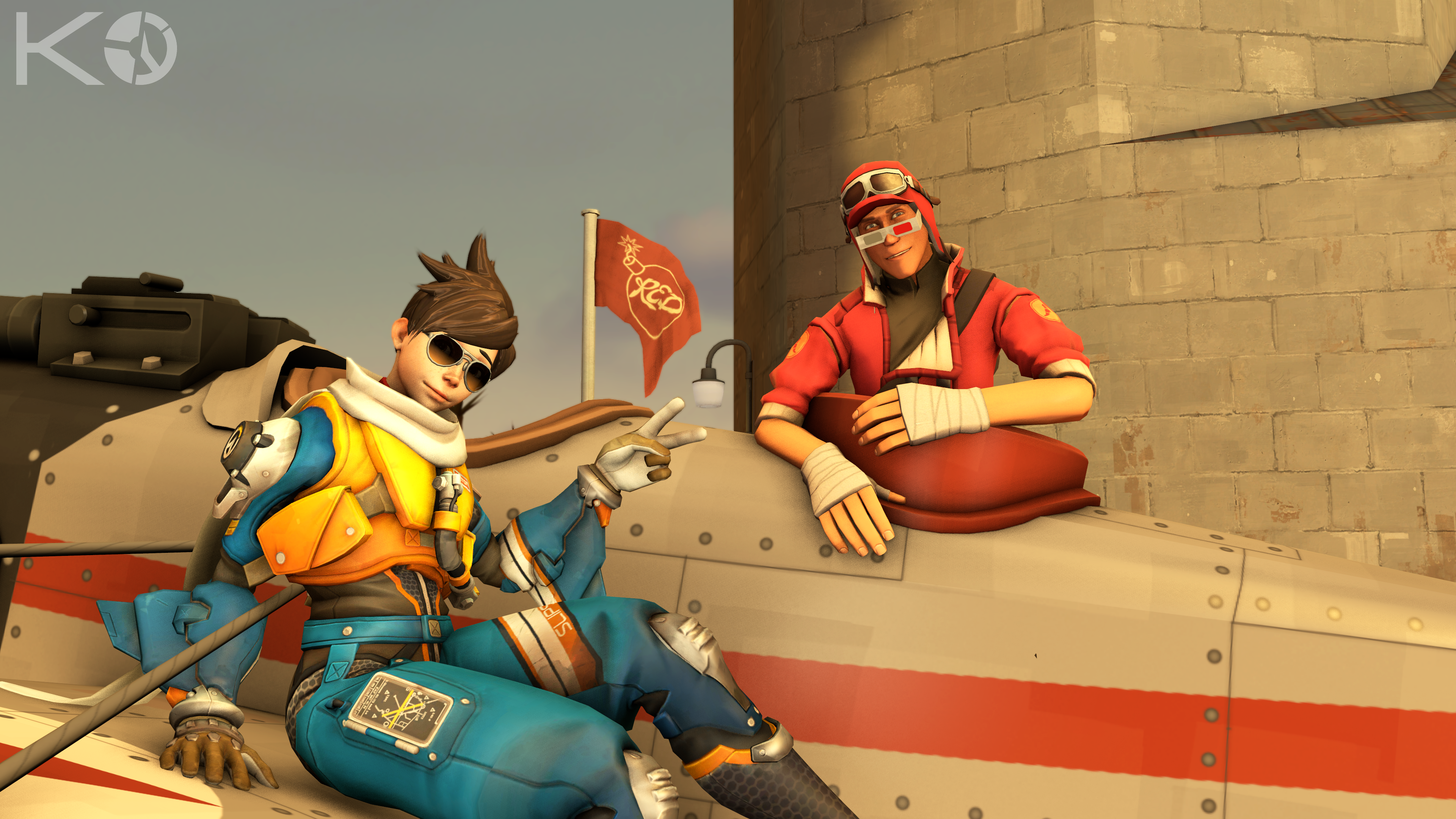Tracer Overwatch Scout Team Fortress 3840x2160