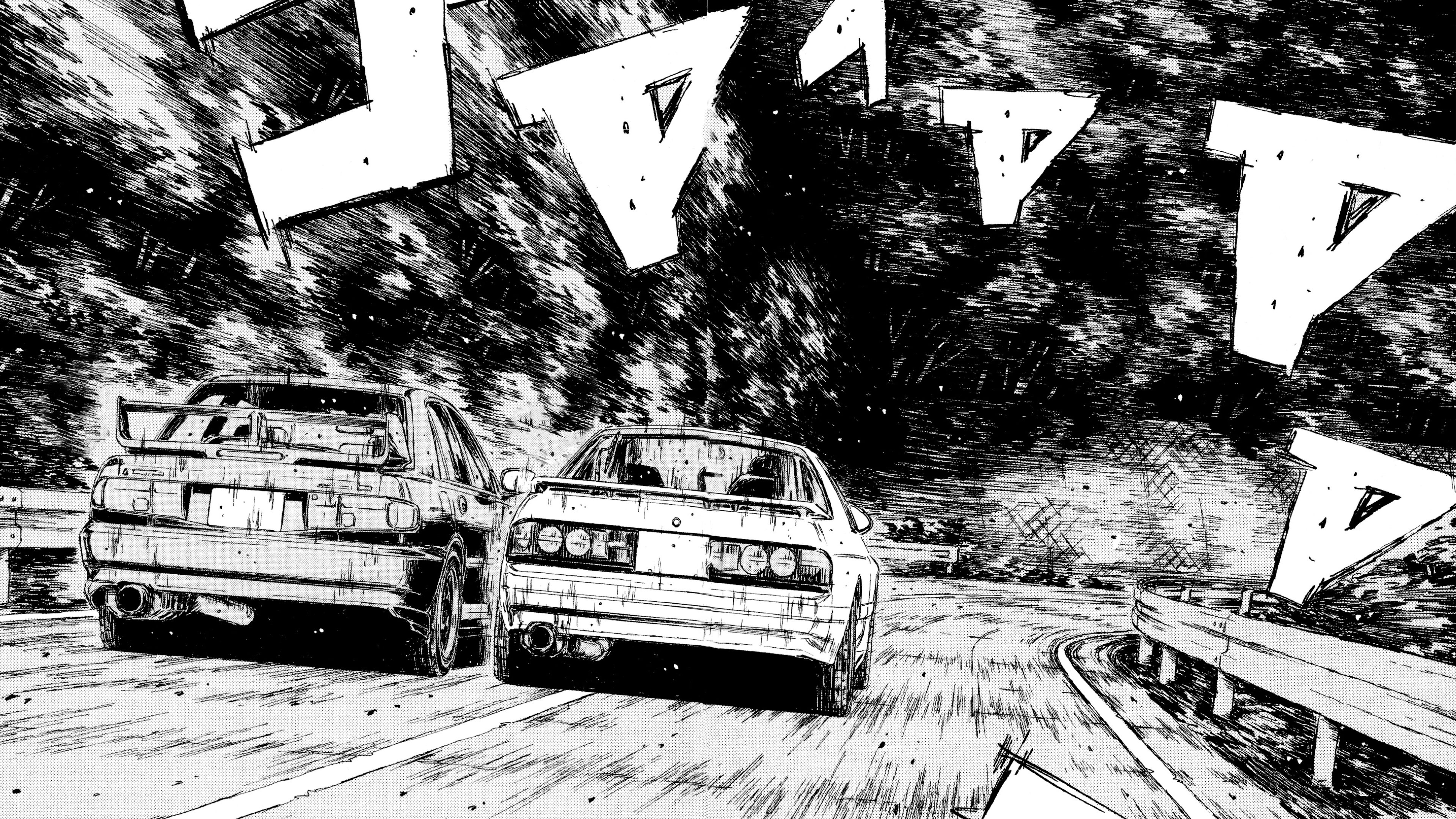 Initial D Mitsubishi Lancer Evo V Car Vehicle Racing Road 3840x2160