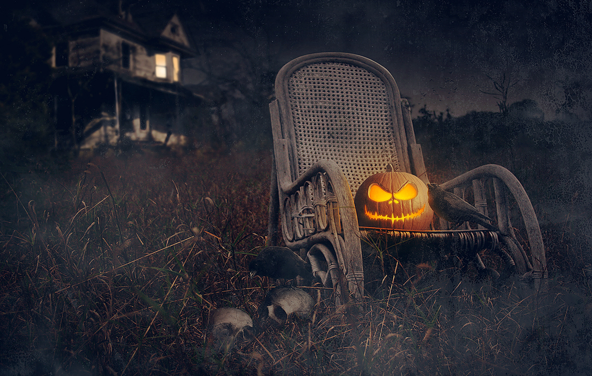 Holiday Halloween Jack O Lantern Chair Night House 2024x1288
