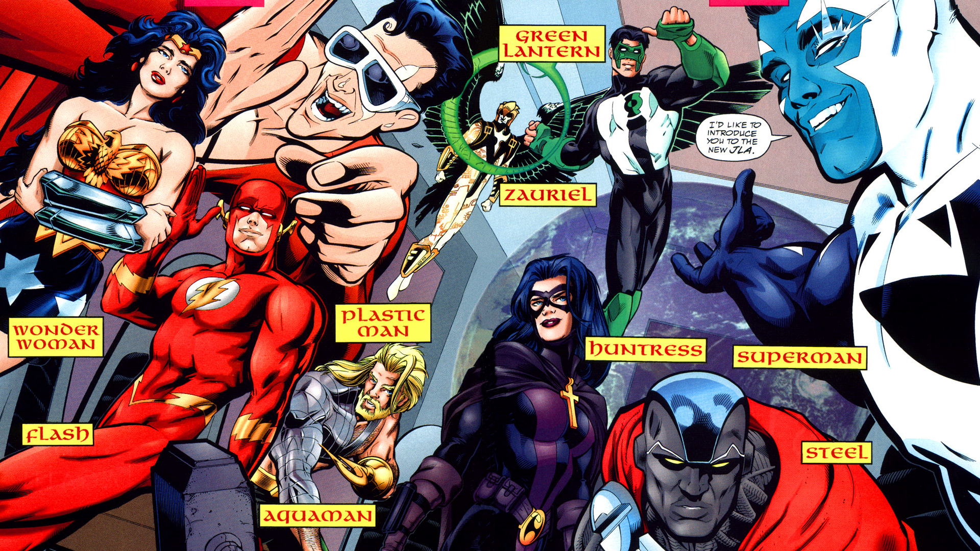 Aquaman Dc Comics Flash Green Lantern Huntress Dc Comics Justice League Plastic Man Superman Wonder  1920x1080