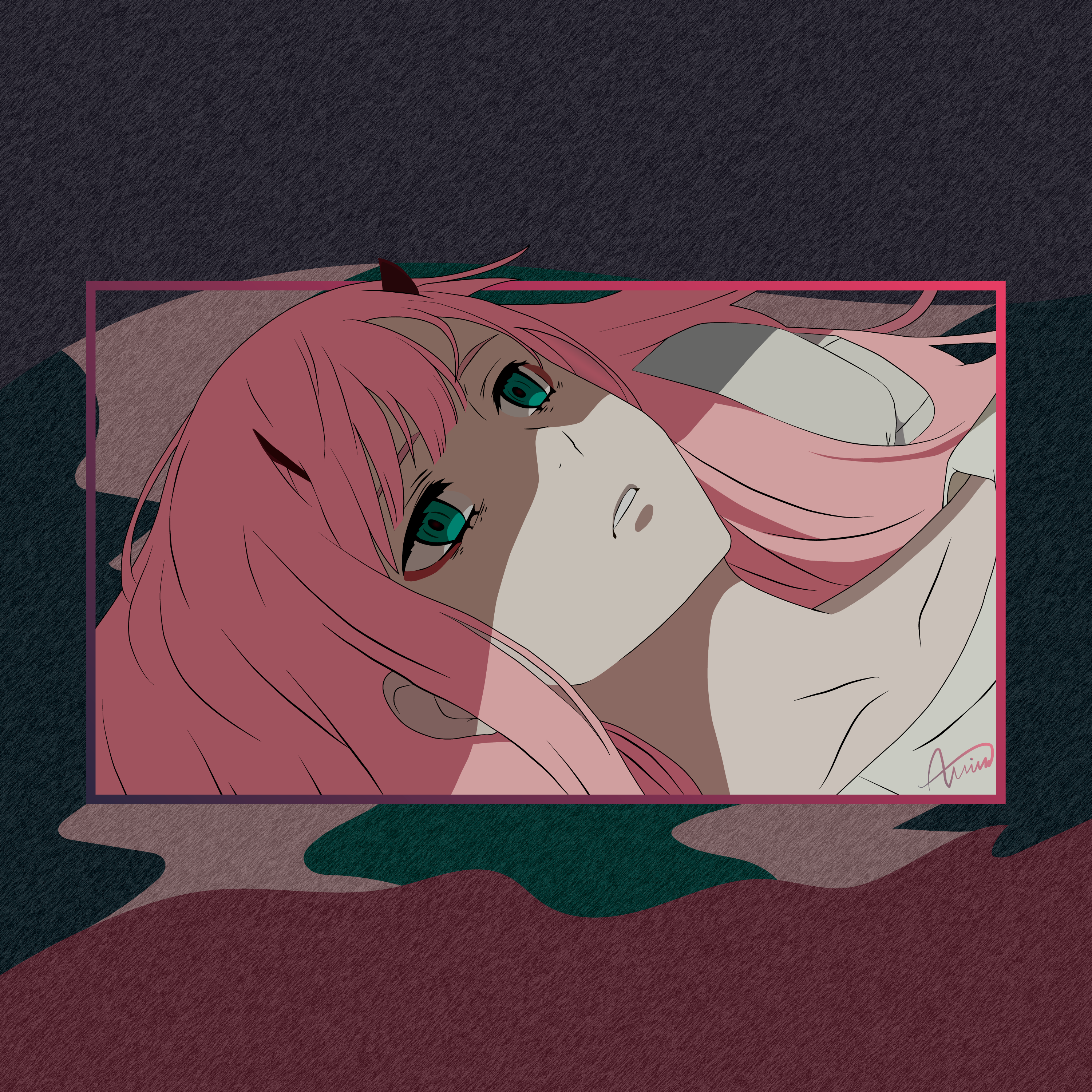 Anime Anime Girls Zero Two Darling In The FranXX Code 002 Square Pink Hair Horns 3000x3000