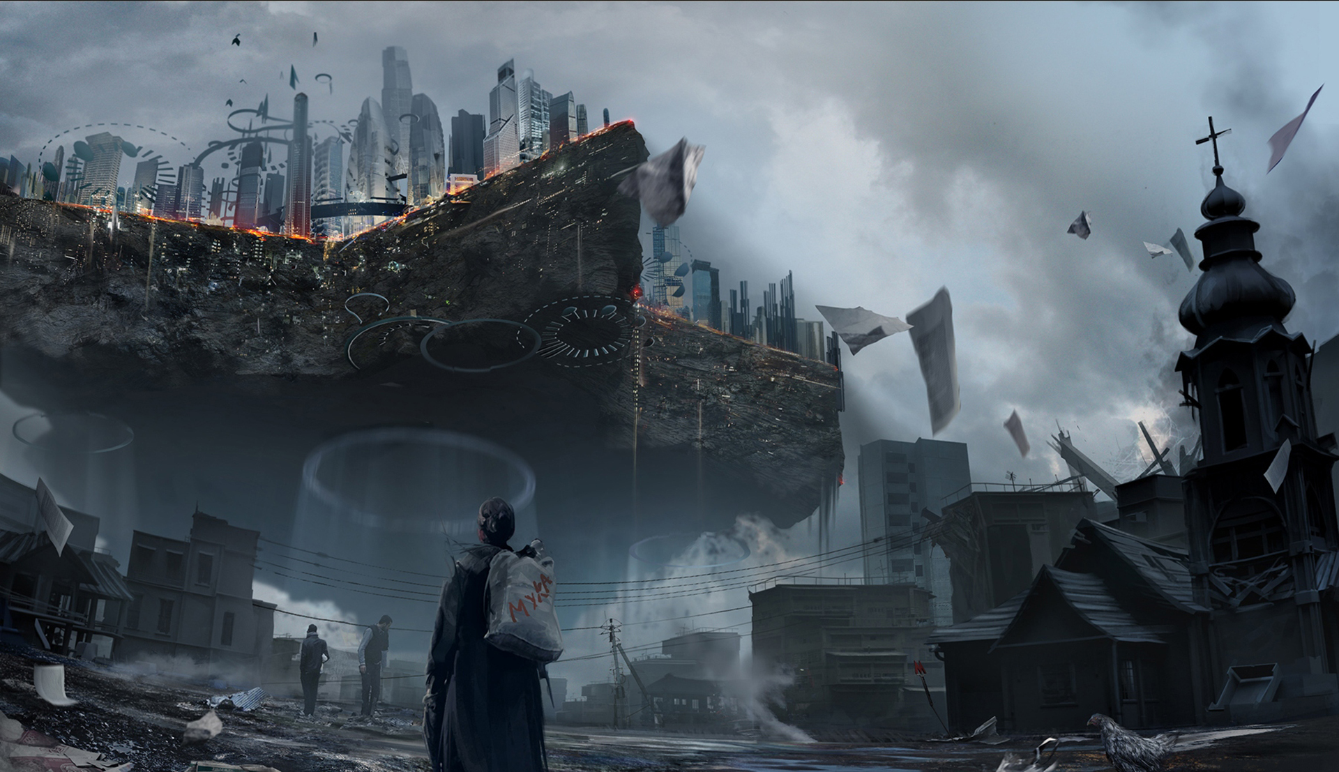 City Floating Island Sci Fi 1920x1107