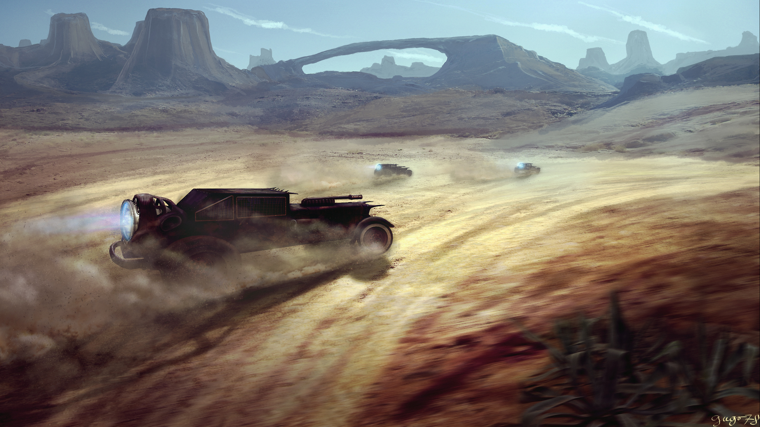 Car Desert Landscape Race Vehicle 2560x1440