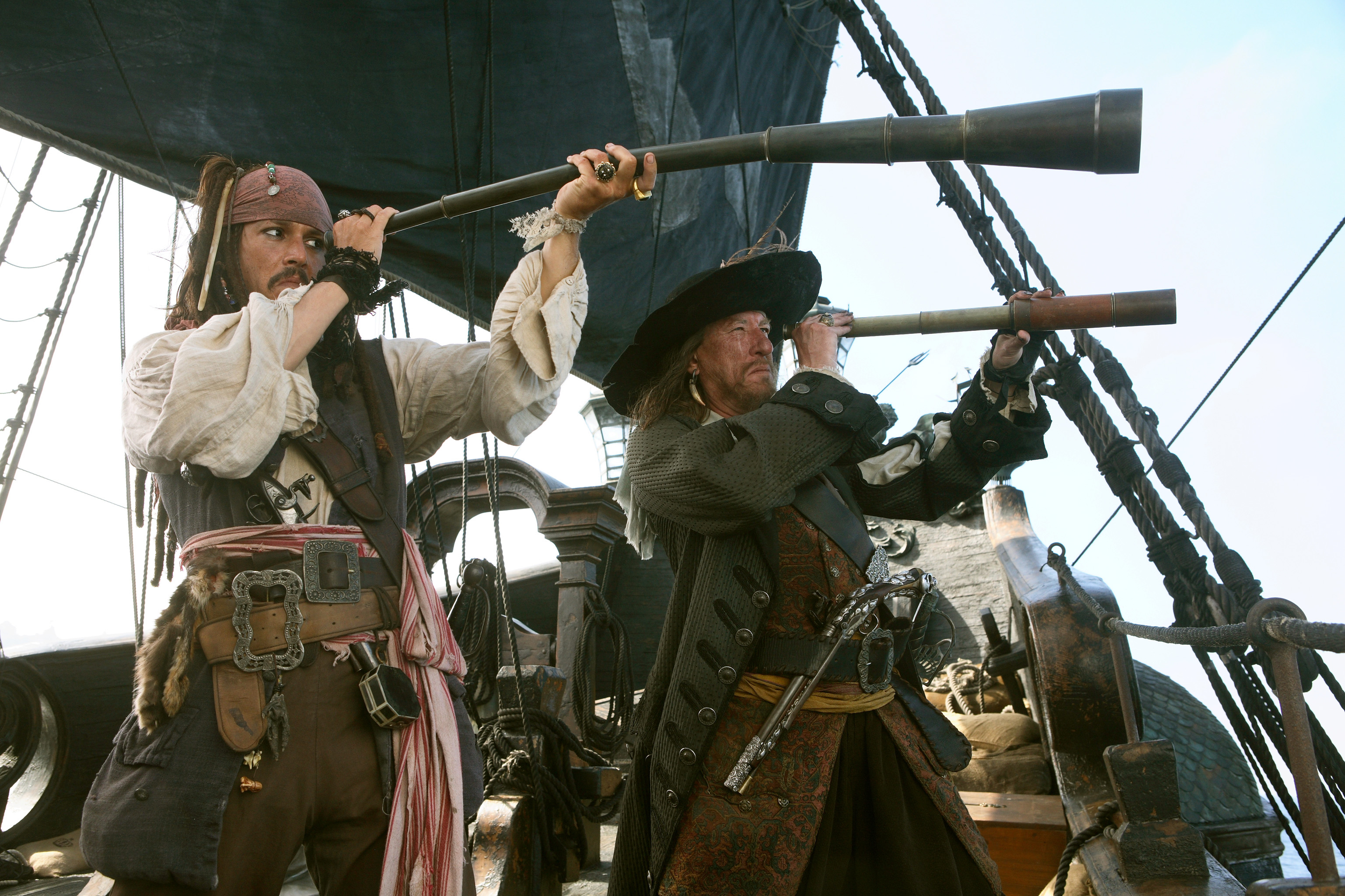 Johnny Depp Jack Sparrow Geoffrey Rush Hector Barbossa 3075x2050