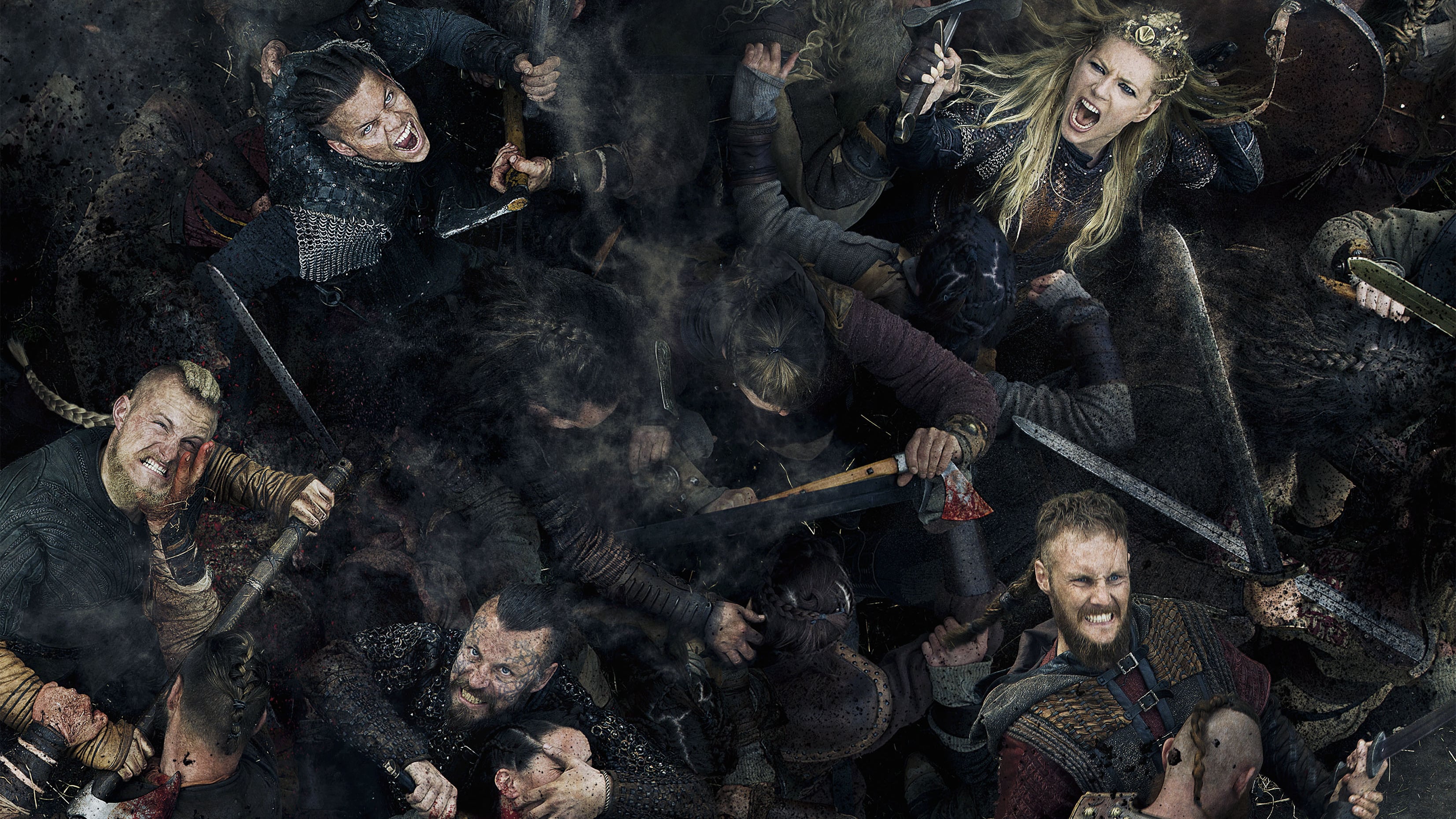 Vikings TV Series Lagertha Lothbrok BBC Katheryn Winnick Fighting Sword 3307x1860