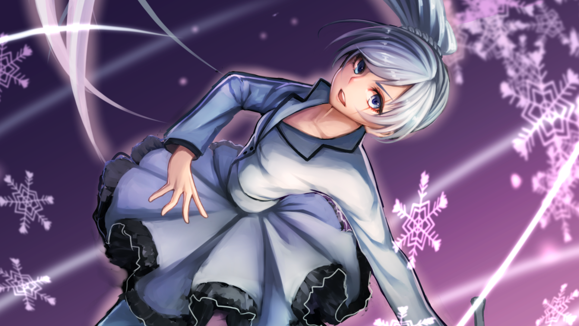 Weiss Schnee Scar Ponytail Long Hair White Hair SnowPea Outfit RWBY 1920x1080
