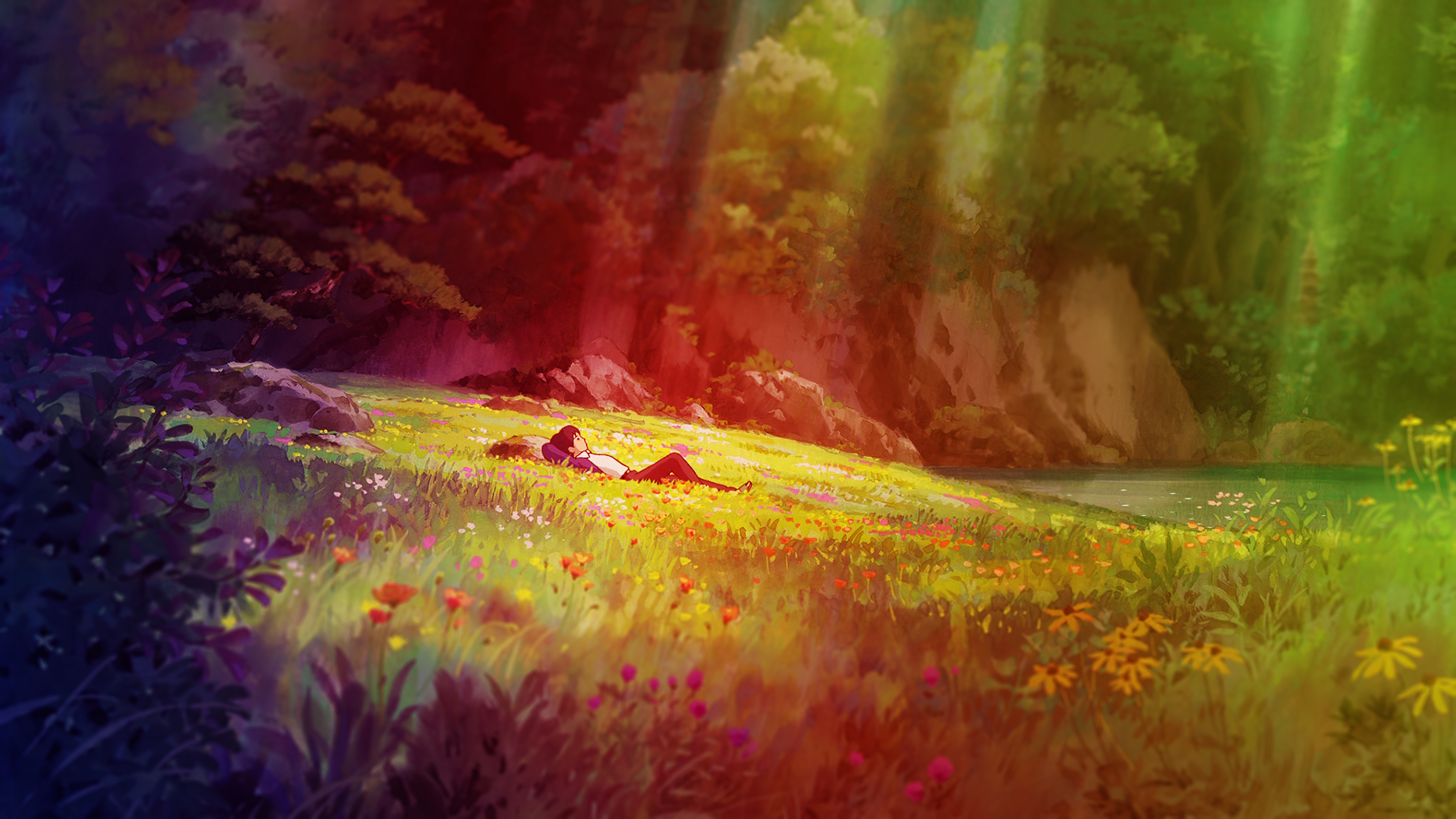 Karigurashi No Arrietty Colorful Anime Grass Lake 3840x2160