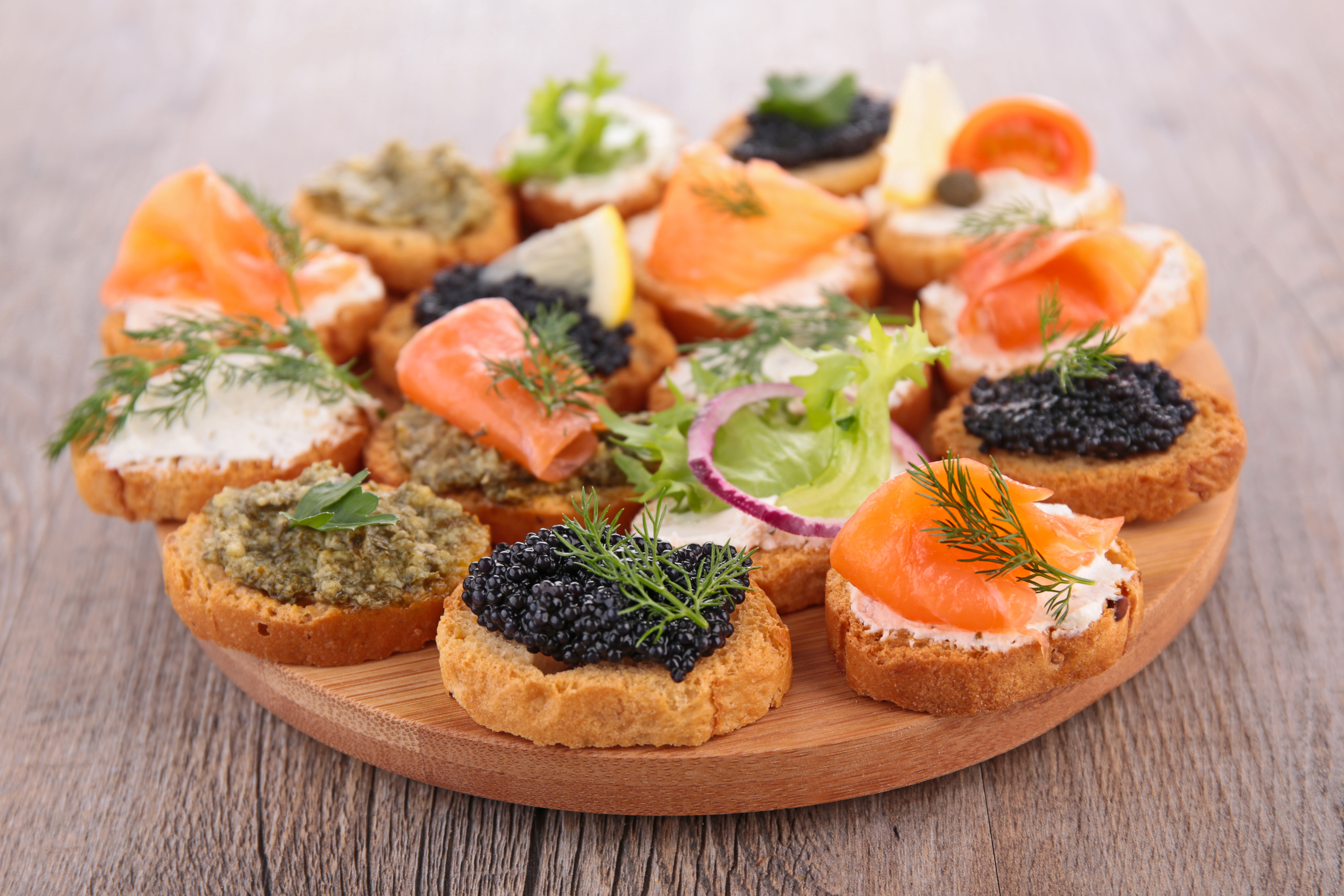 Fish Seafood Toast Caviar Salmon 5396x3598