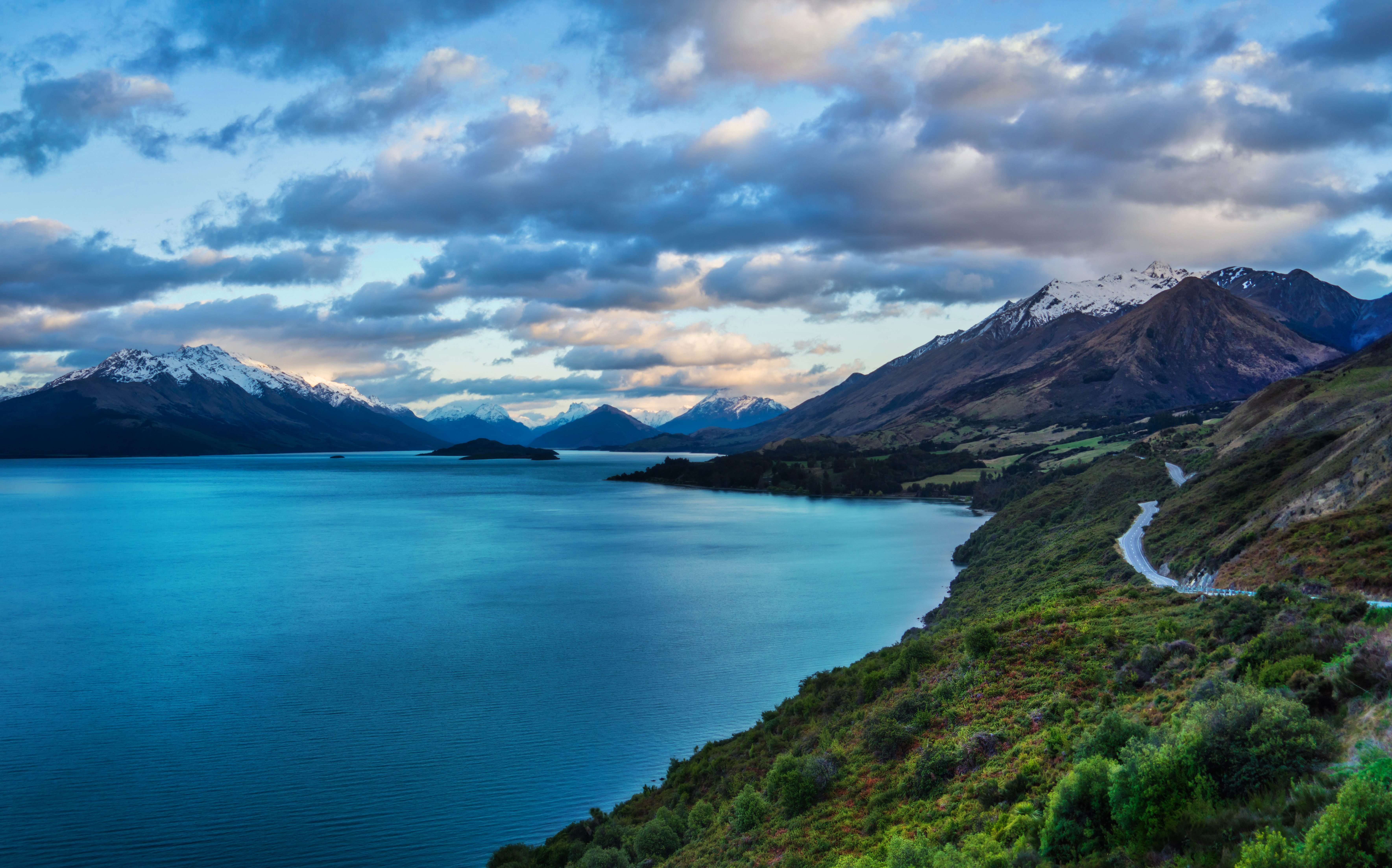 New Zealand Southern Alps Mount Creighton Road South Island New Zealand Lake 7075x4411