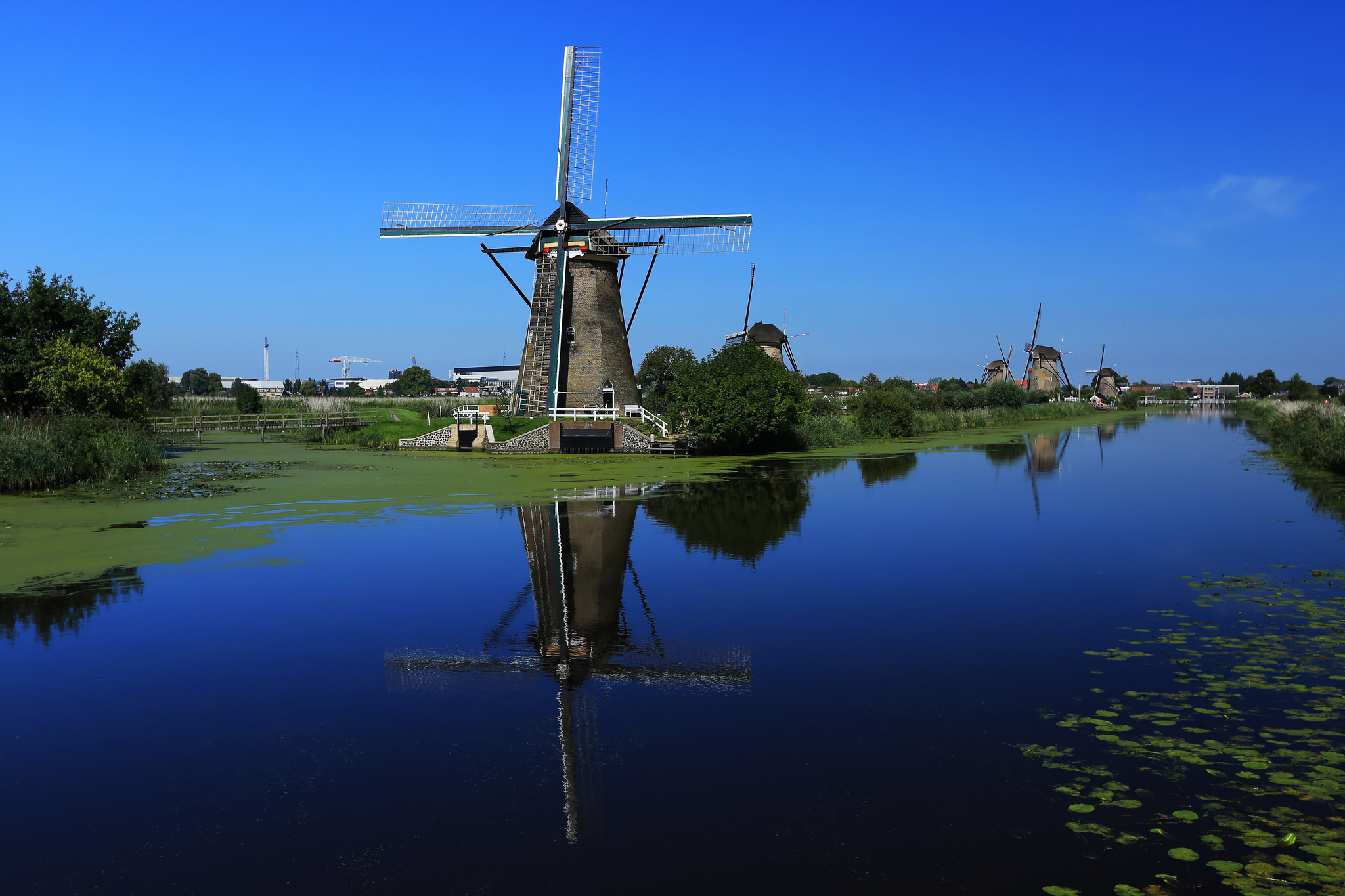 Windmill Reflection River Netherlands Mill 2048x1365
