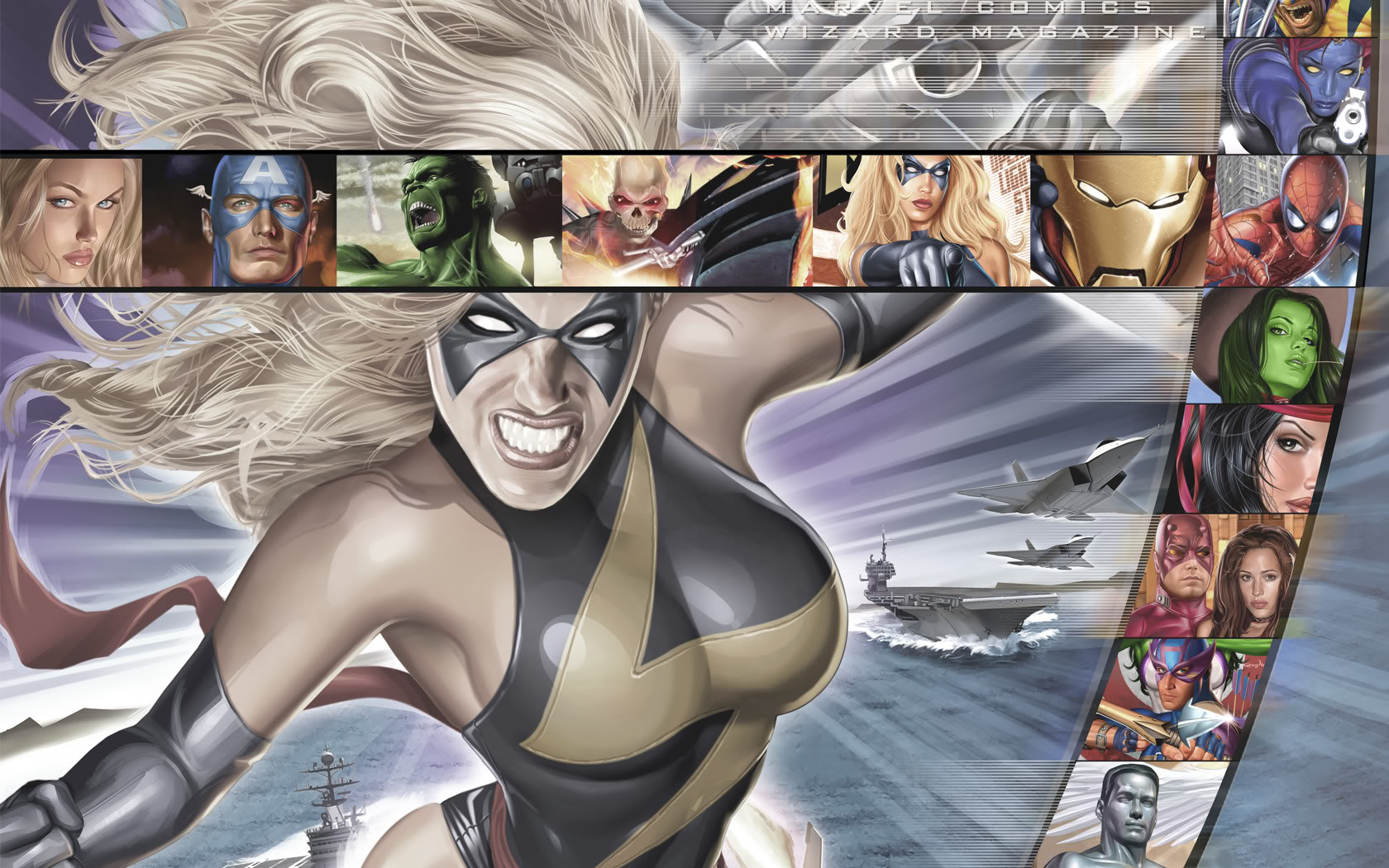 Captain America Daredevil Elektra Marvel Comics Ghost Rider Hawkeye Hulk Iron Man Ms Marvel Mystique 1680x1050