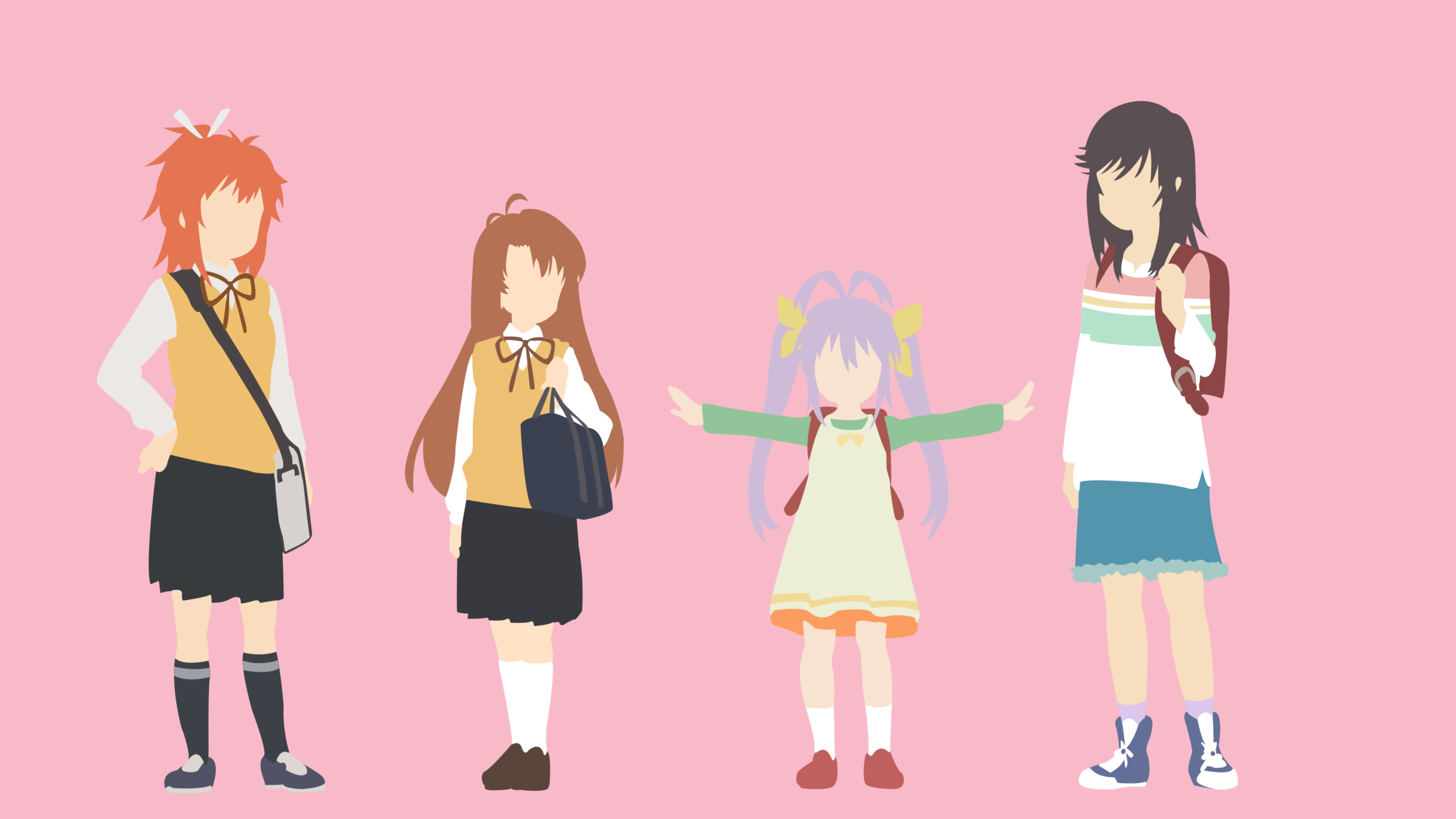 Girl Non Non Biyori Minimalist Anime Yellow Dress Skirt Socks Bag Long Hair Brown Hair Orange Hair P 3840x2160