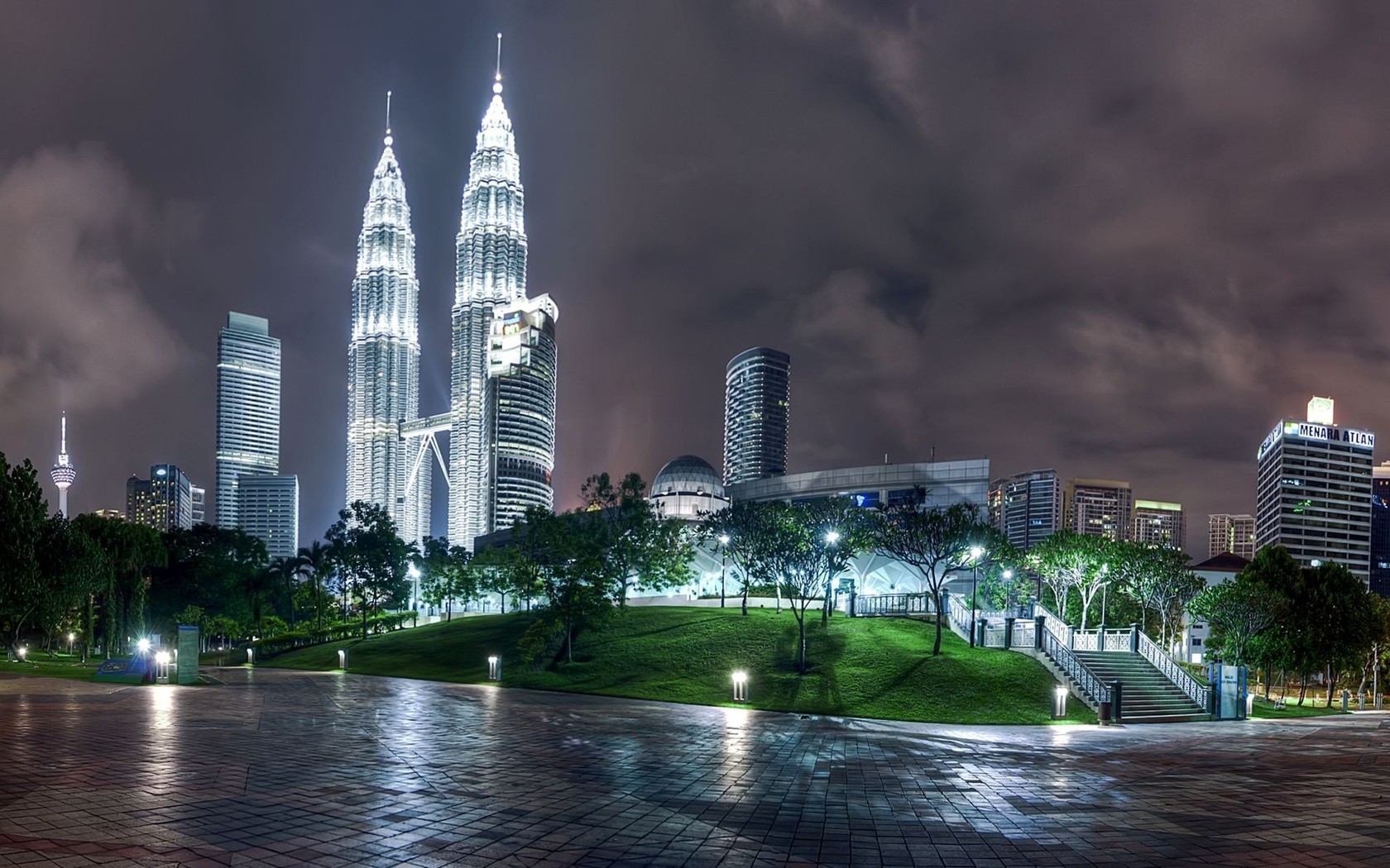 Building City Country Evening High Rise Kuala Lumpur Landscape Light Malaysia Night Skyscraper 1680x1050