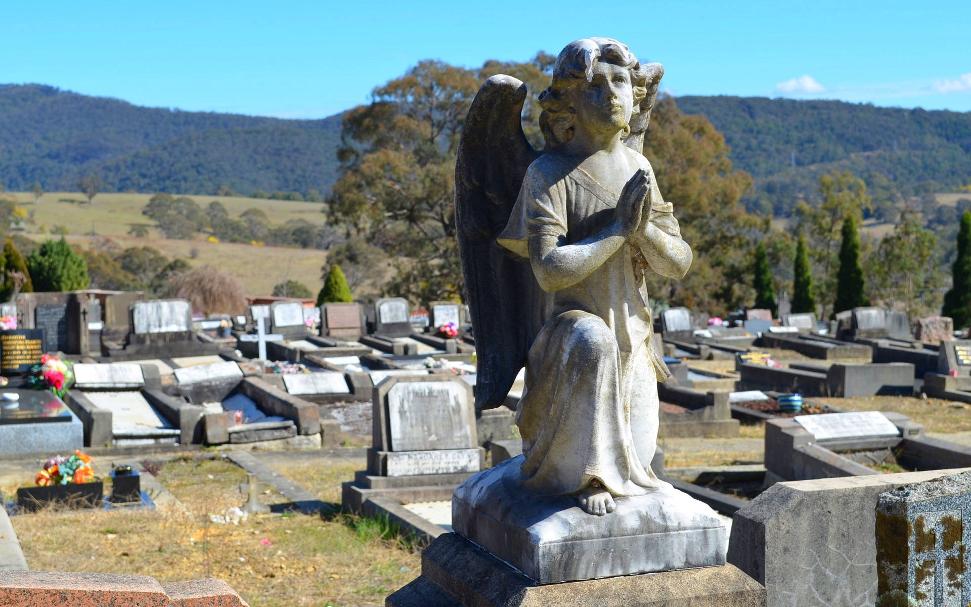 Angel Statue Cemetery Grave Gravestone Graveyard Angel Statue 1920x1200