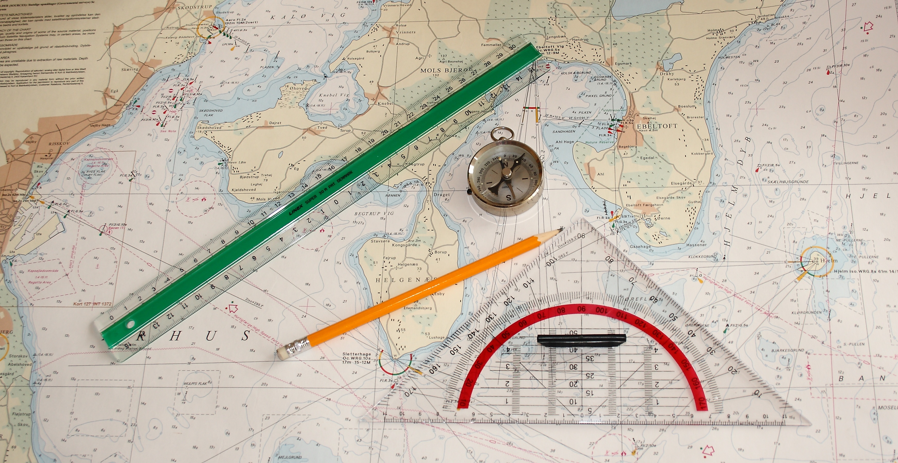 Chart Compass Map Pencil Still Life 3492x1803