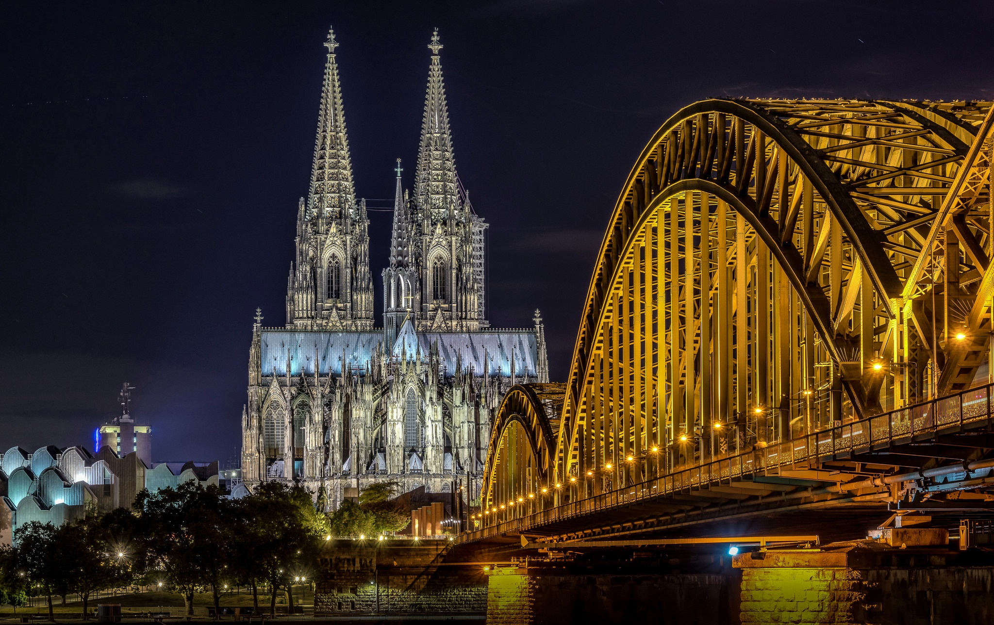 Cathedral Cologne Cologne Cathedral Germany Night 2048x1288