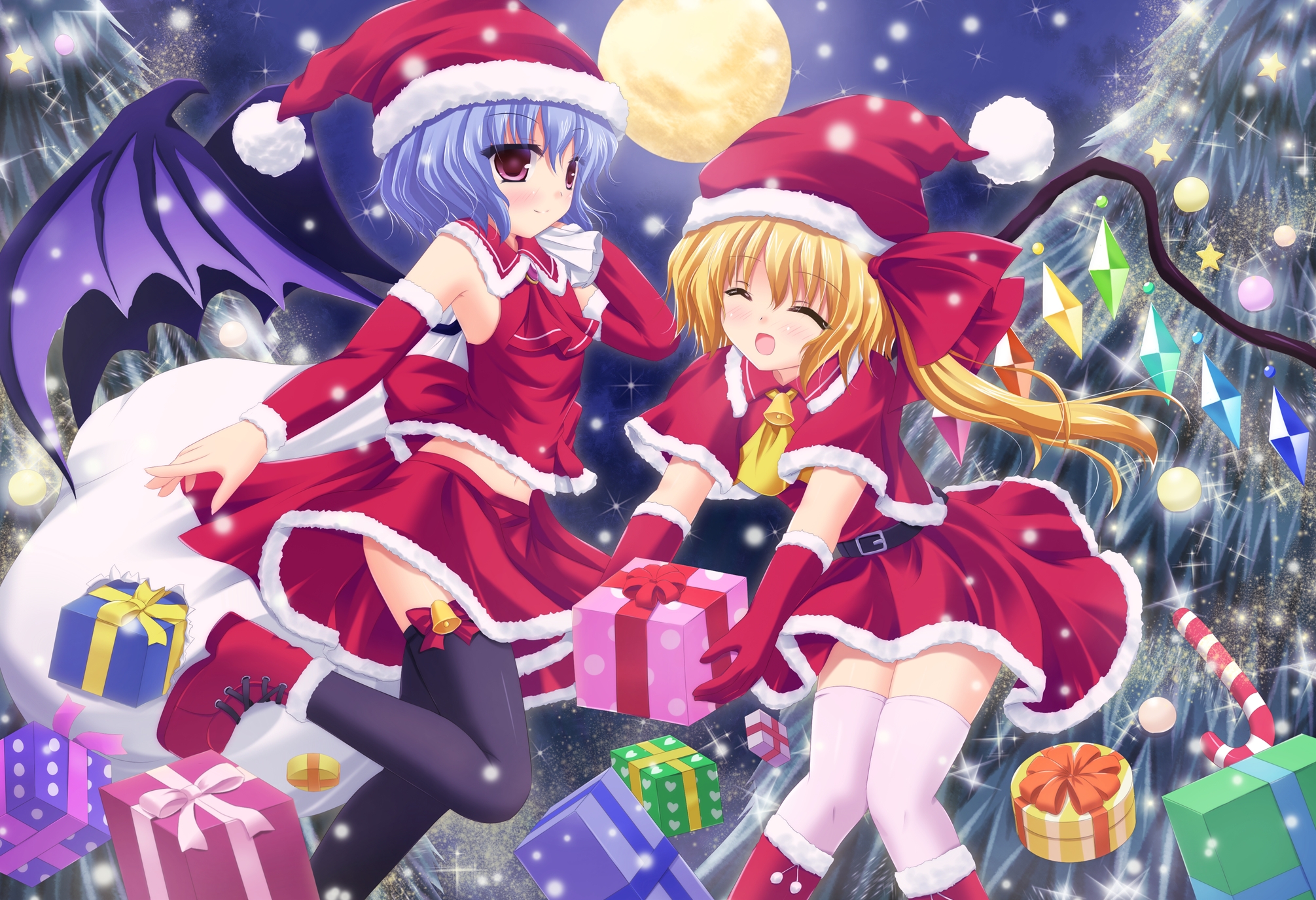 Touhou Shrine Maiden Christmas Remilia Scarlet Flandre Scarlet 2011x1376