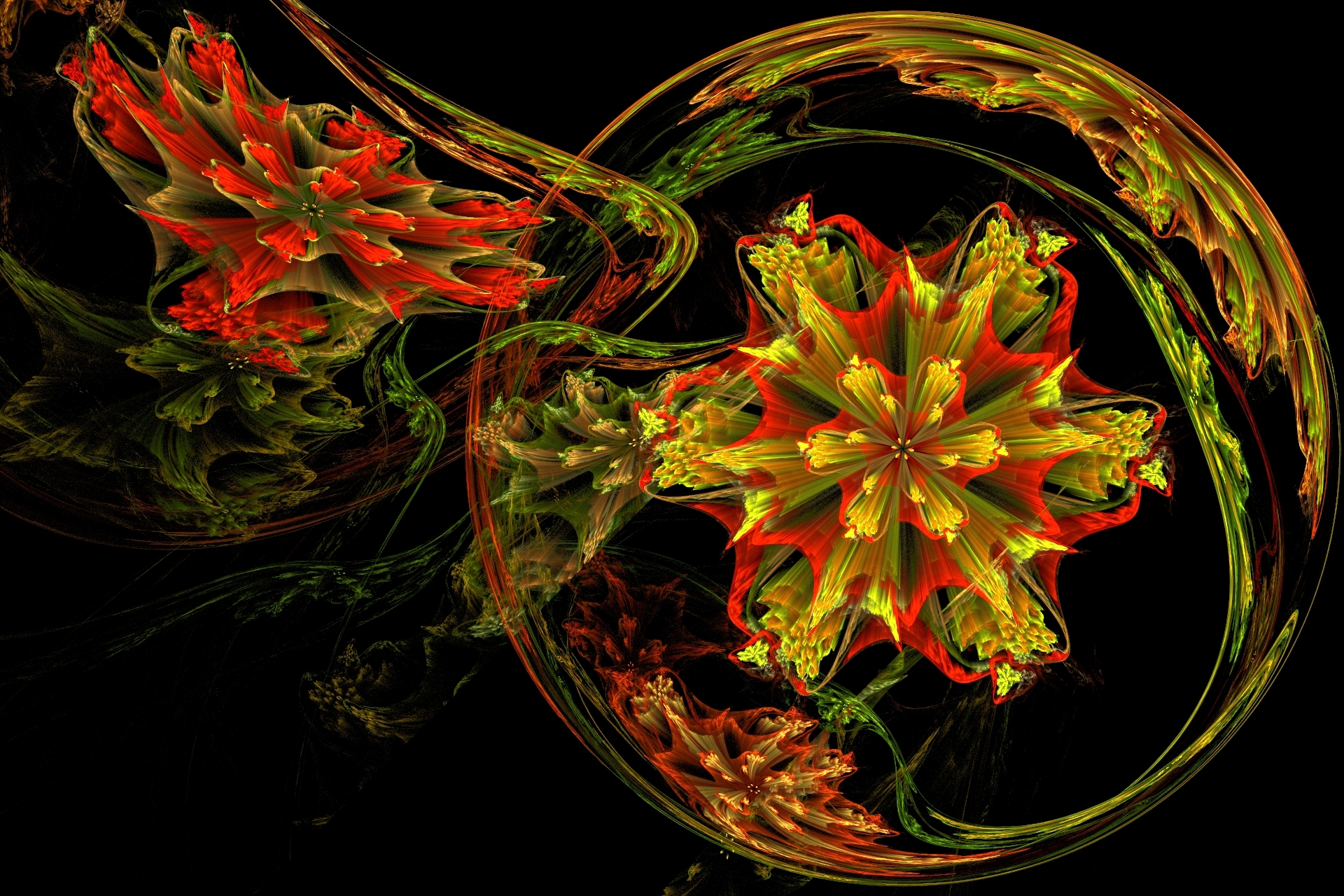 Abstract Design Green Red Yellow 1920x1280