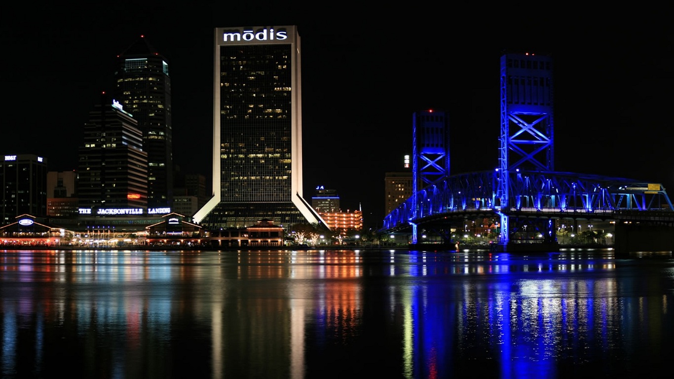 Bridge Reflection Jacksonville City 1366x768