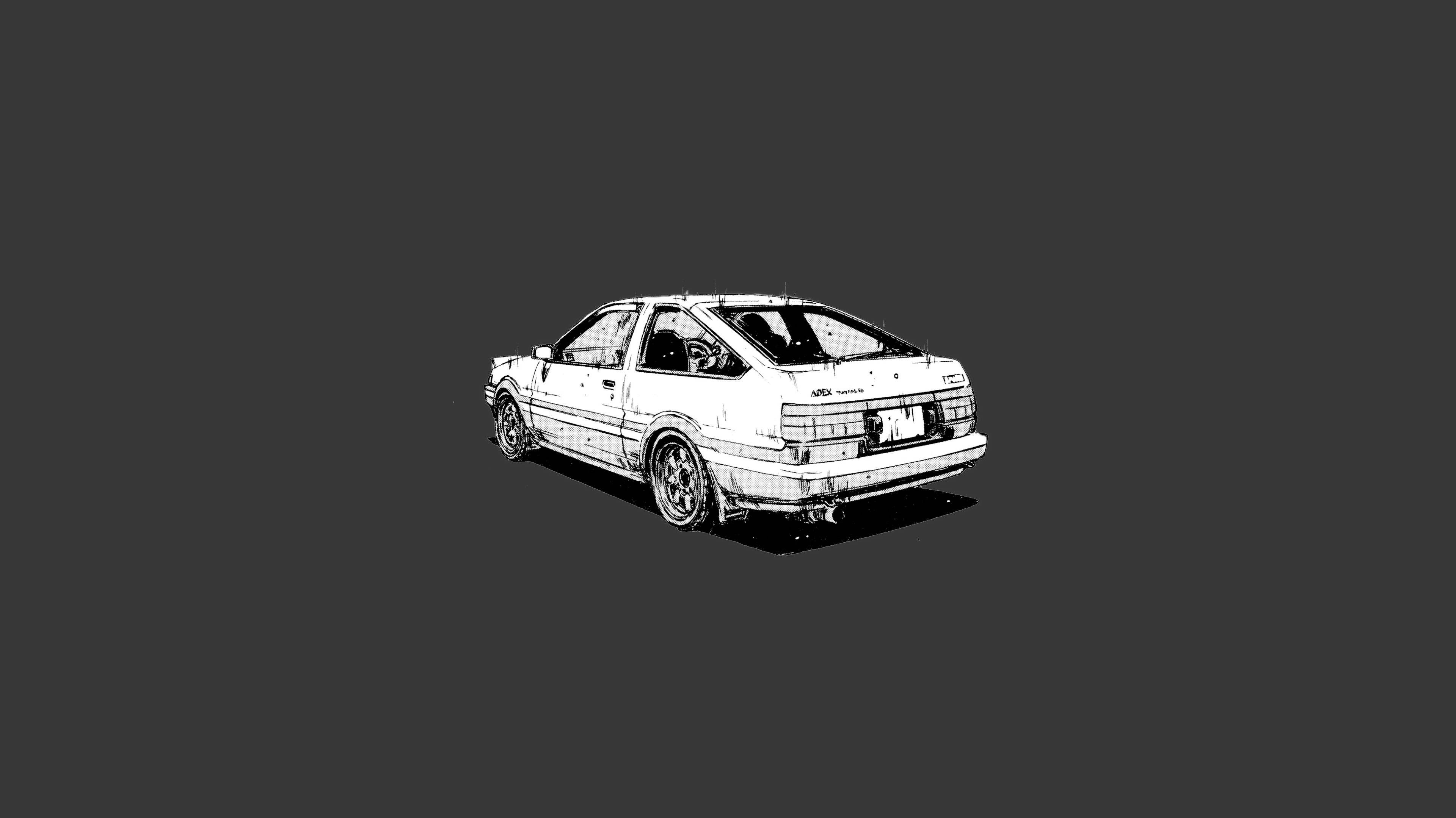 Initial D Toyota AE86 Car Artwork Vehicle Simple Background 3840x2160