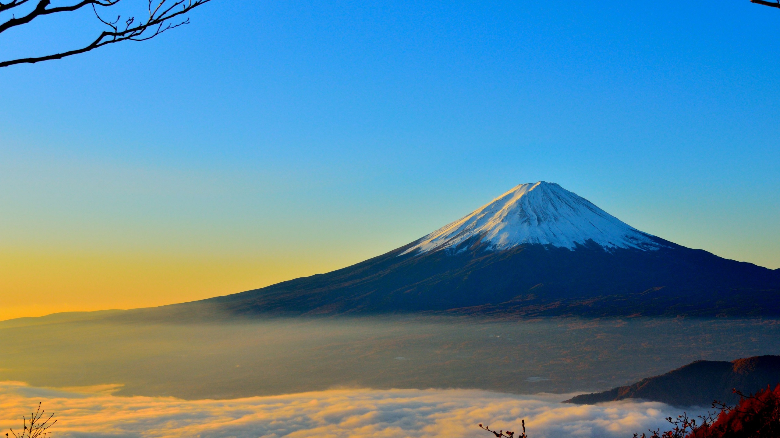 Cloud Japan Mount Fuji Mountain Peak Sky Volcano 2560x1440