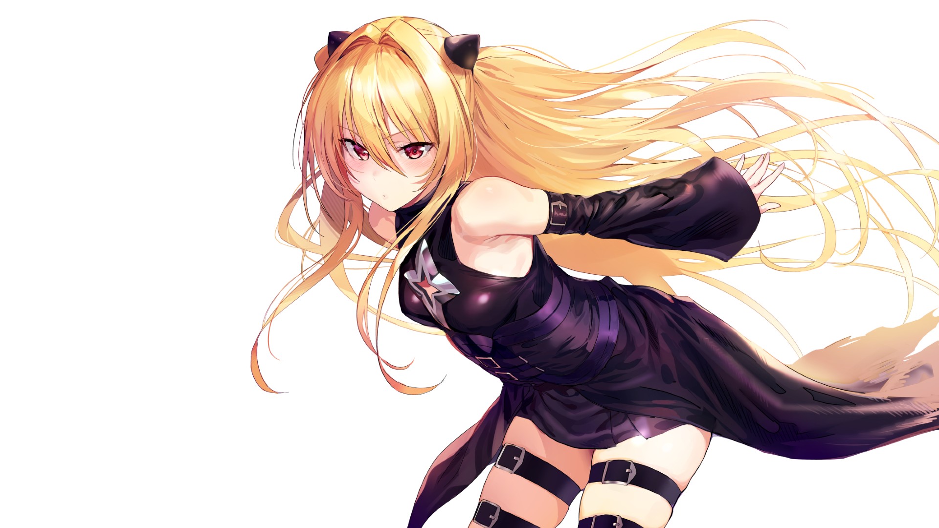 Blonde Bare Shoulders To Love Ru Golden Darkness Red Eyes Simple Background To Love Ru Darkness Look 1920x1080