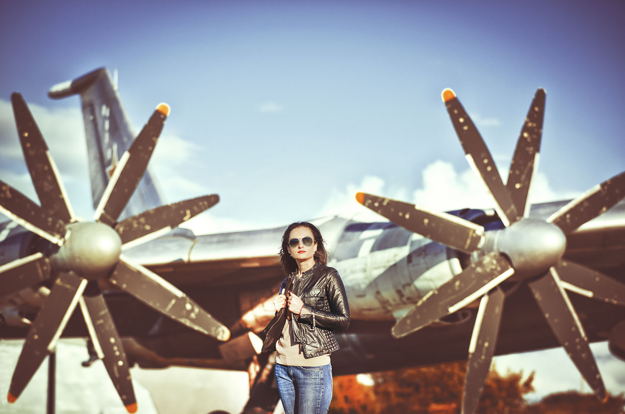 Women Model Women With Shades Aircraft Vehicle Women Outdoors TU 95 Bear 2000x1325