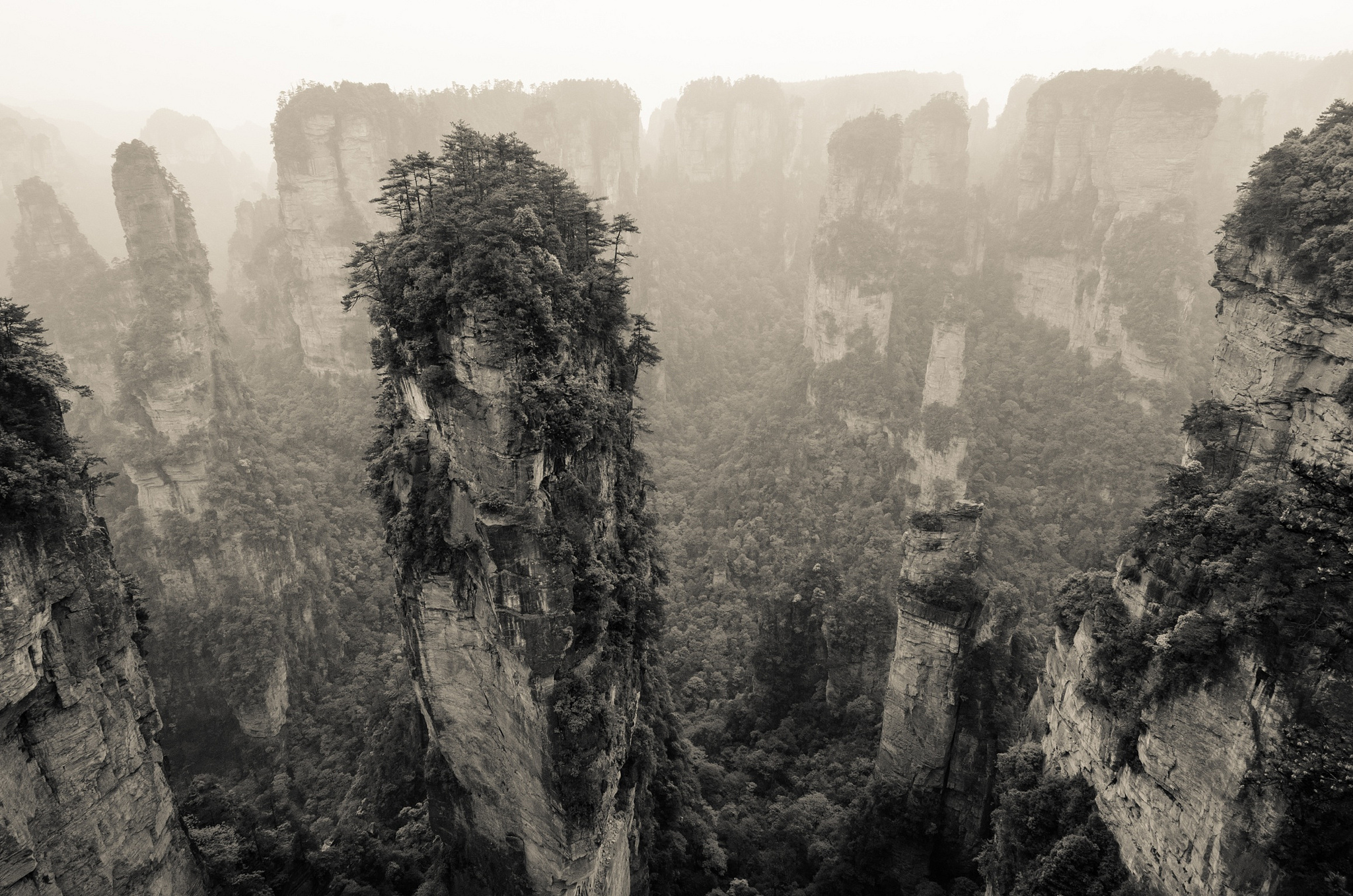 Cliff Rock China Landscape Black Amp White Sepia 2048x1357