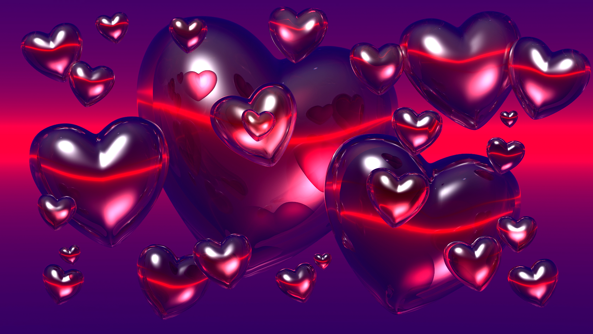 Valentines Day Heart Red Floating Love 1920x1080
