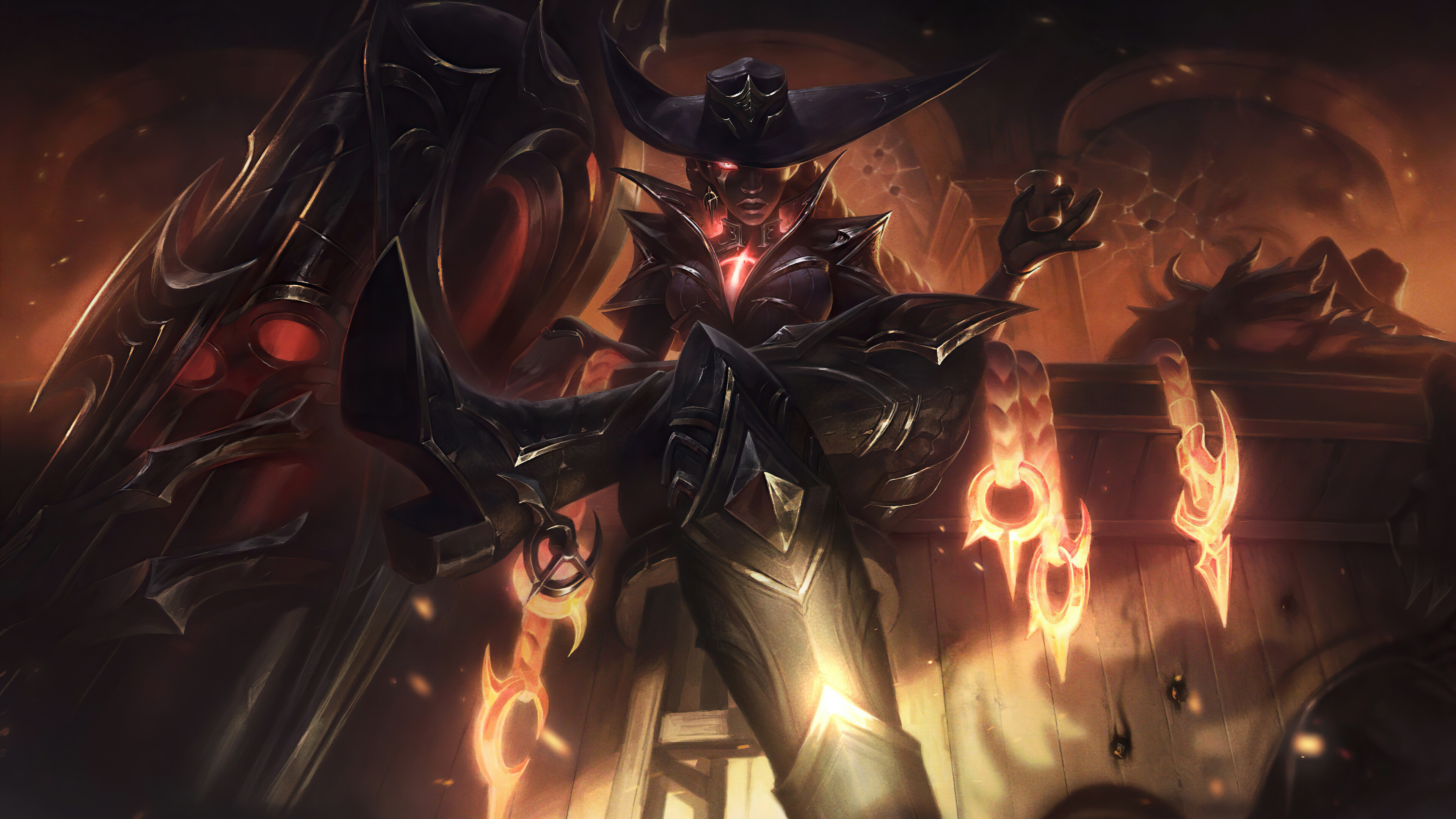 High Noon Senna Senna League Of Legends Fire League Of Legends Riot Games Support League Of Legends  3840x2160