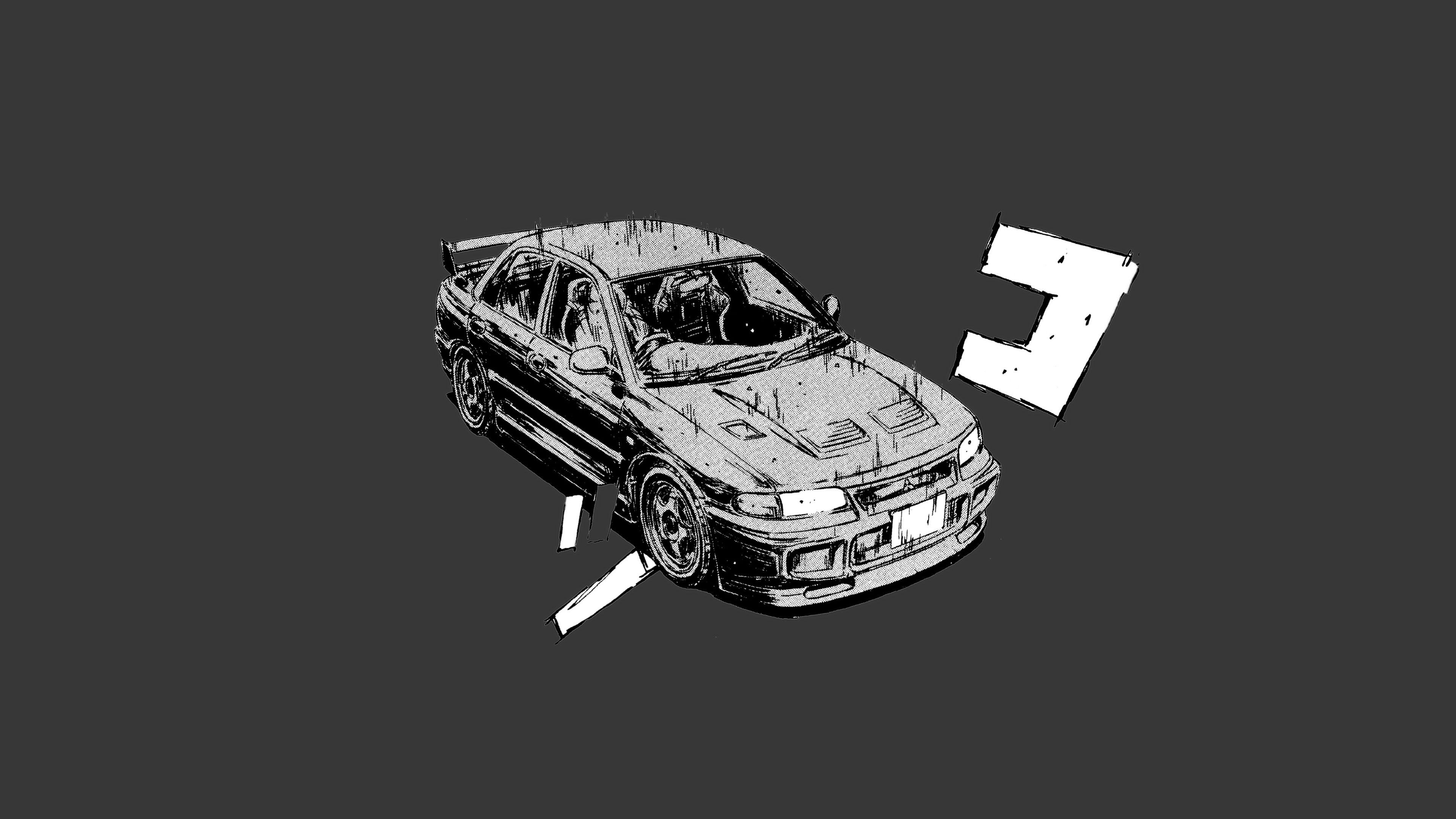 Initial D Mitsubishi Lancer Evo V Simple Background 3840x2160