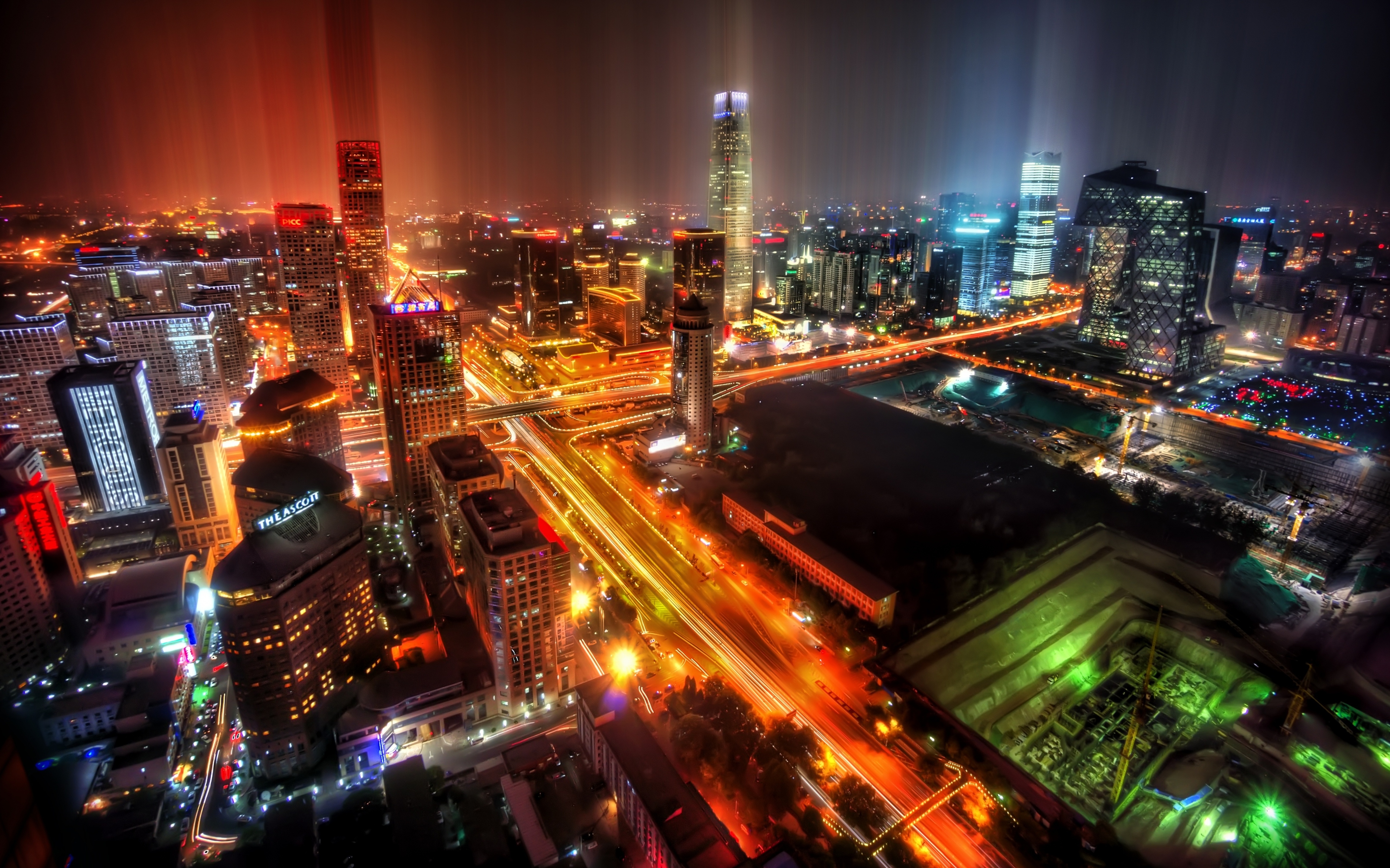 Beijing Building China City Landscape Light Night Street Time Lapse 5120x3200