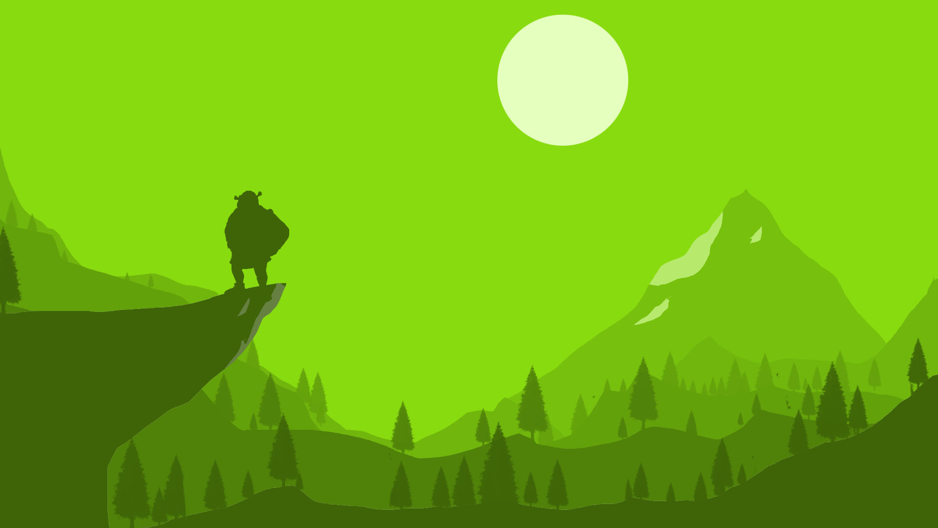 Shrek Minimalism Silhouette 1920x1080