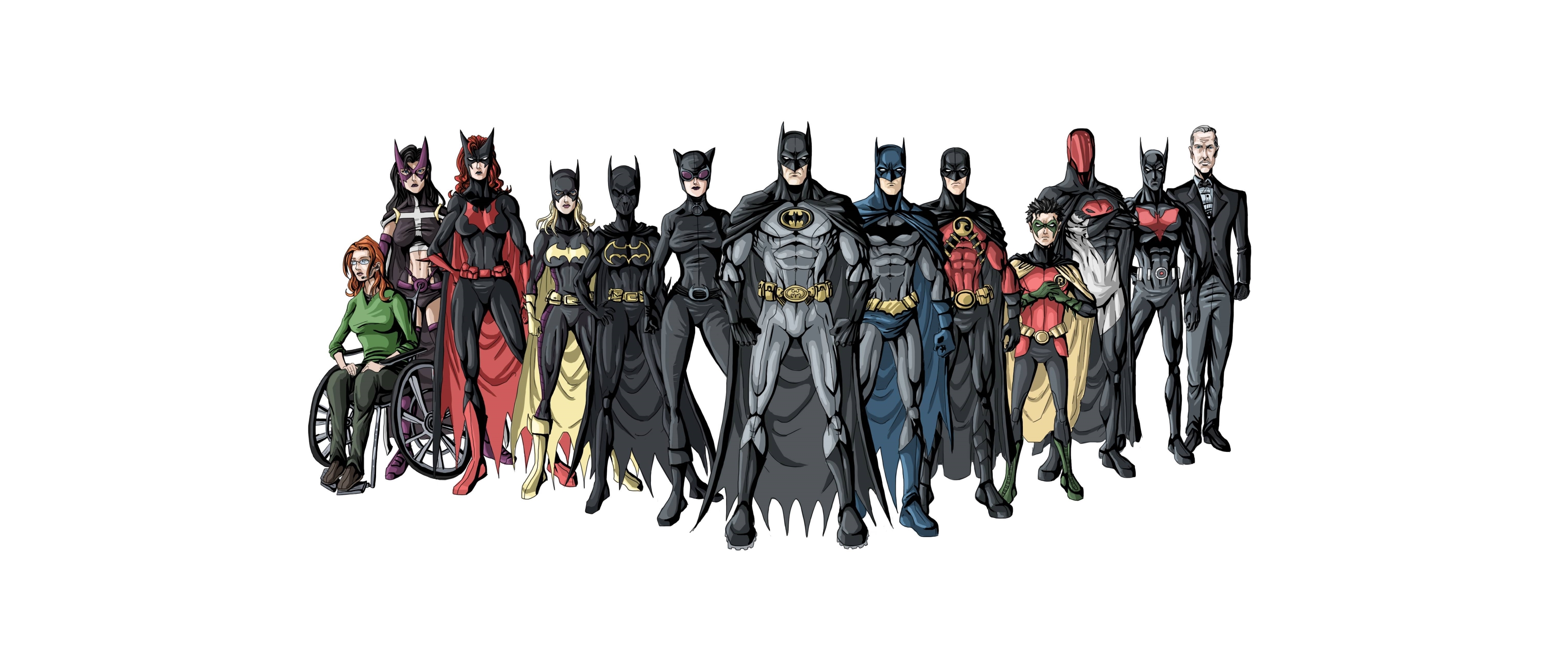 Huntress DC Comics Batgirl Catwoman Batman Robin DC Comics Red Robin 3440x1440