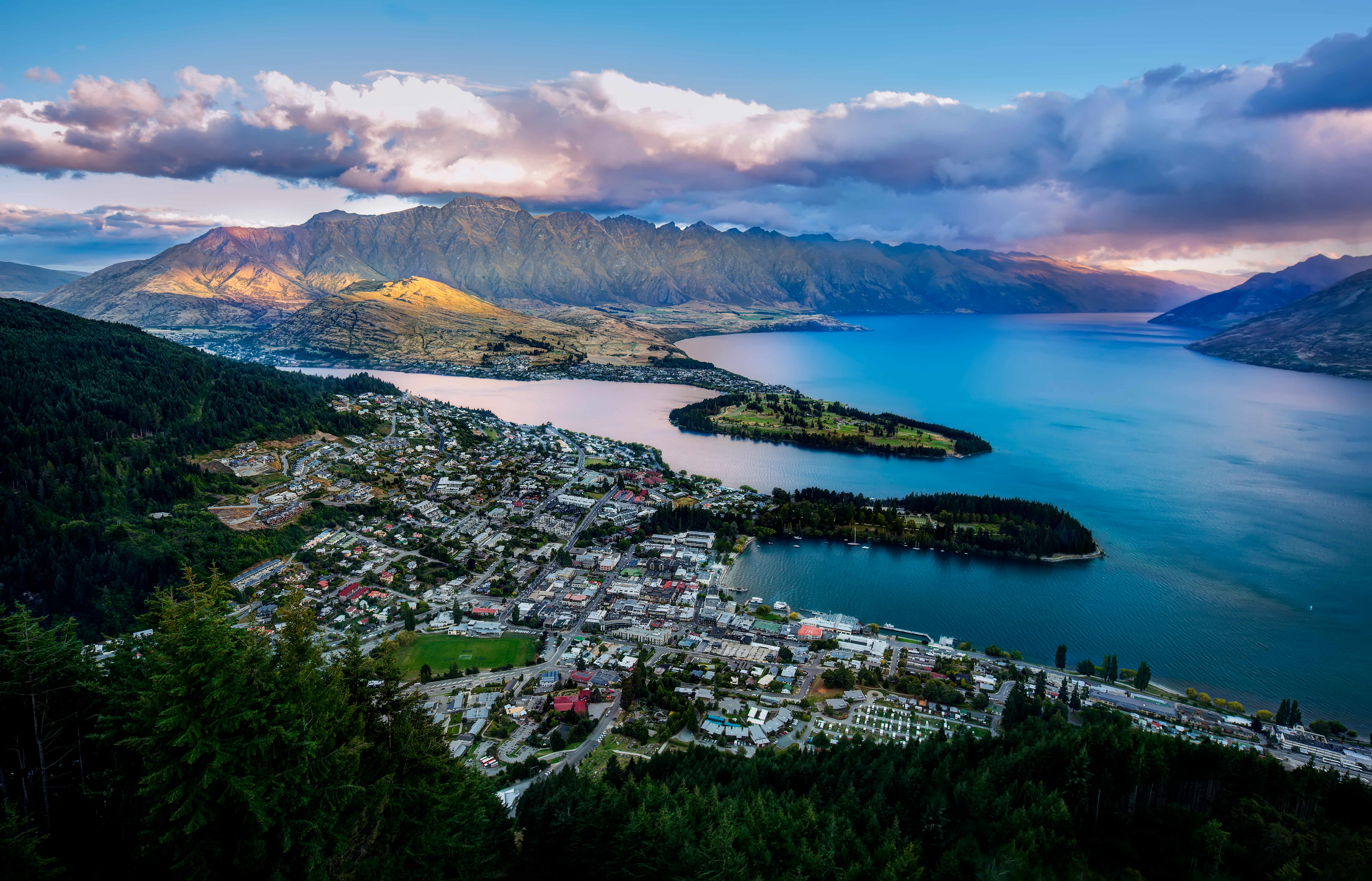 Landscape Mountain New Zealand Town 7456x4787