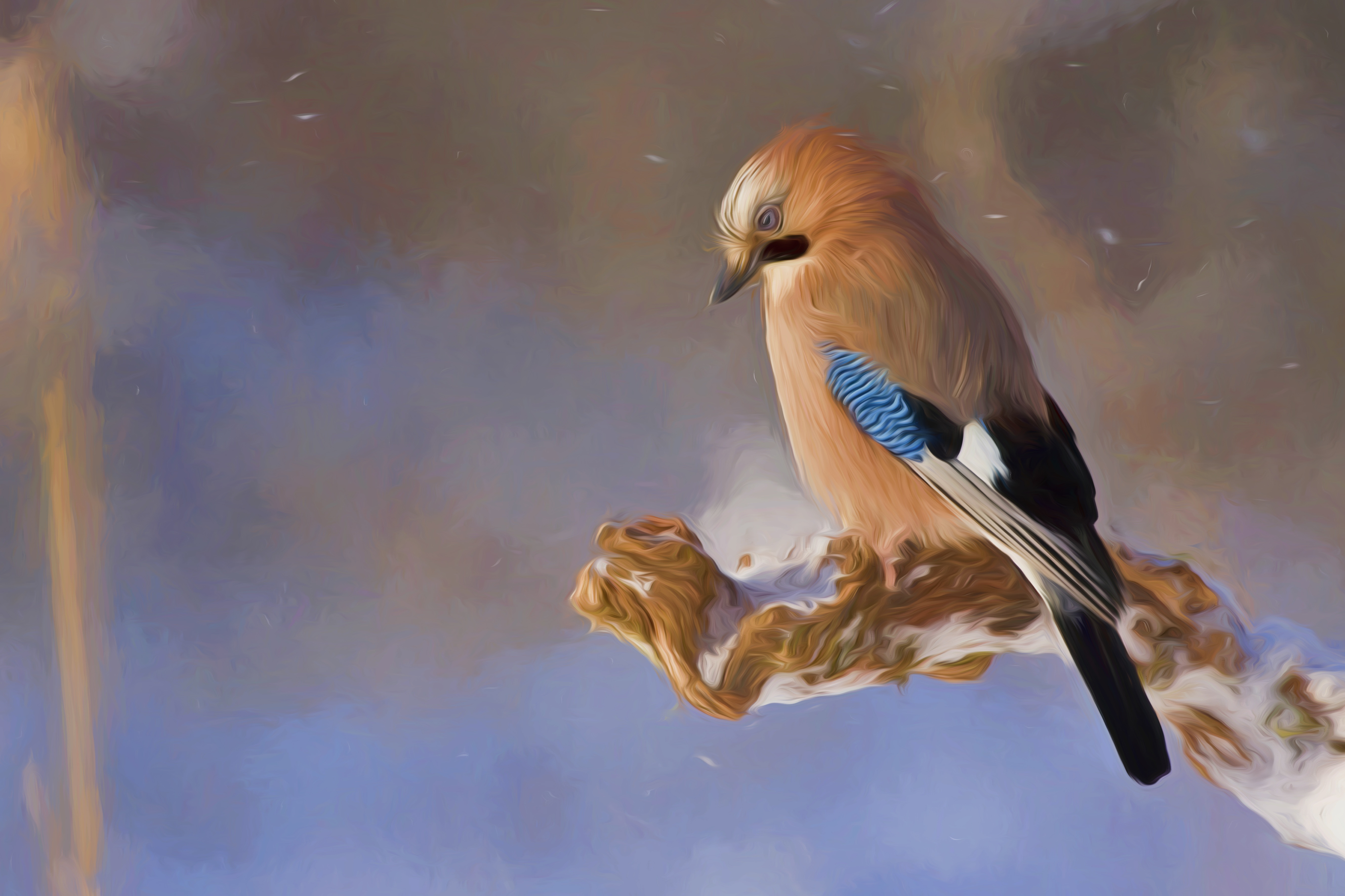 Jay Bird Oil Painting Painting Branch Artistic 5315x3543