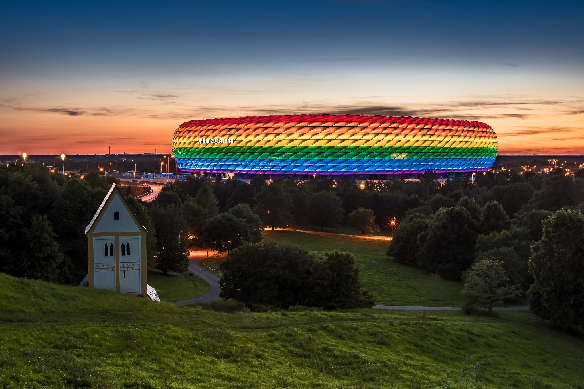 Munich Bavaria Germany Allianz Arena Colorful Stadium 2048x1366