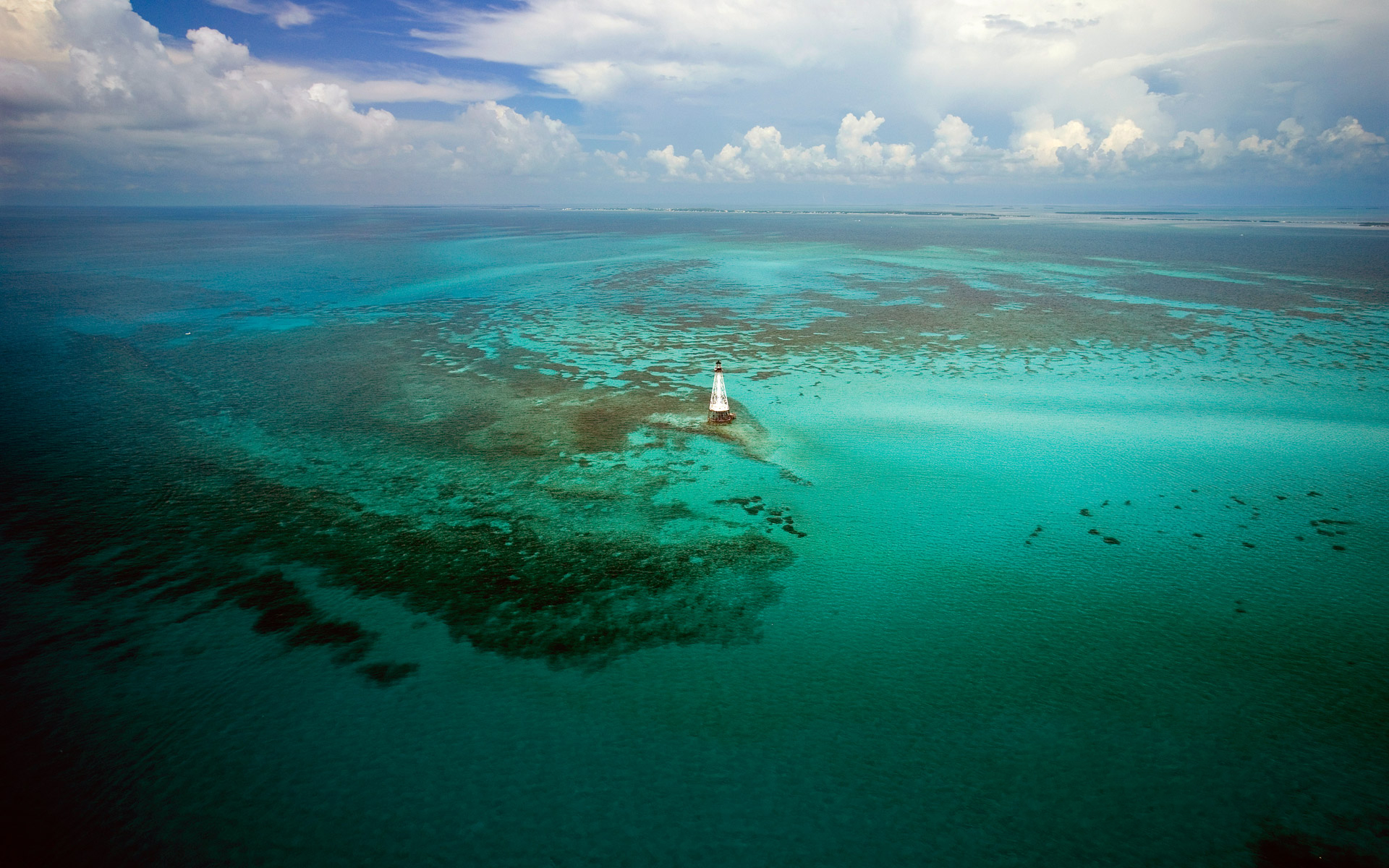 Lighthouse Alligator Reef Ocean Florida Cloud Horizon 1920x1200