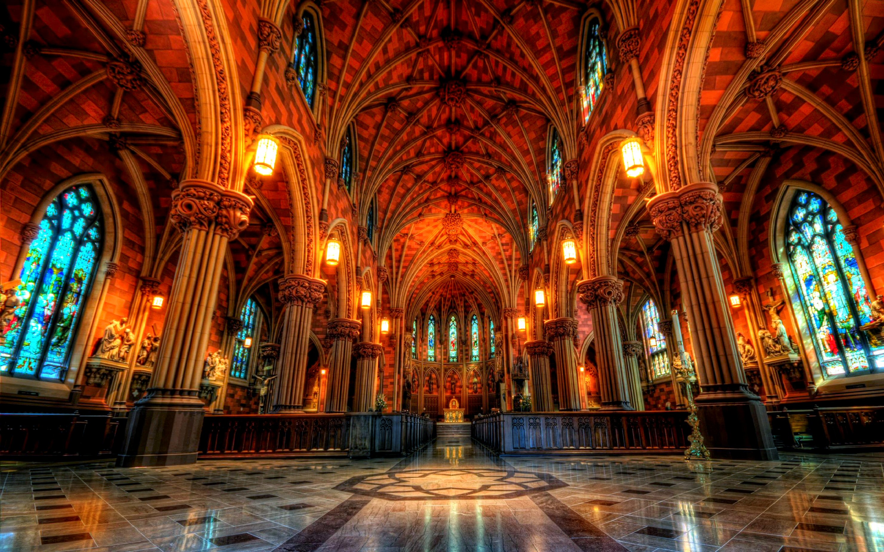 Altar Arch Architecture Cathedral Church Colors Columns 2960x1850