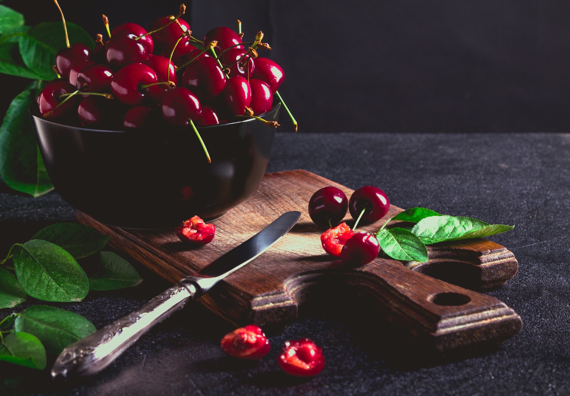 Food Fruit Cherries Food Knife 1920x1335