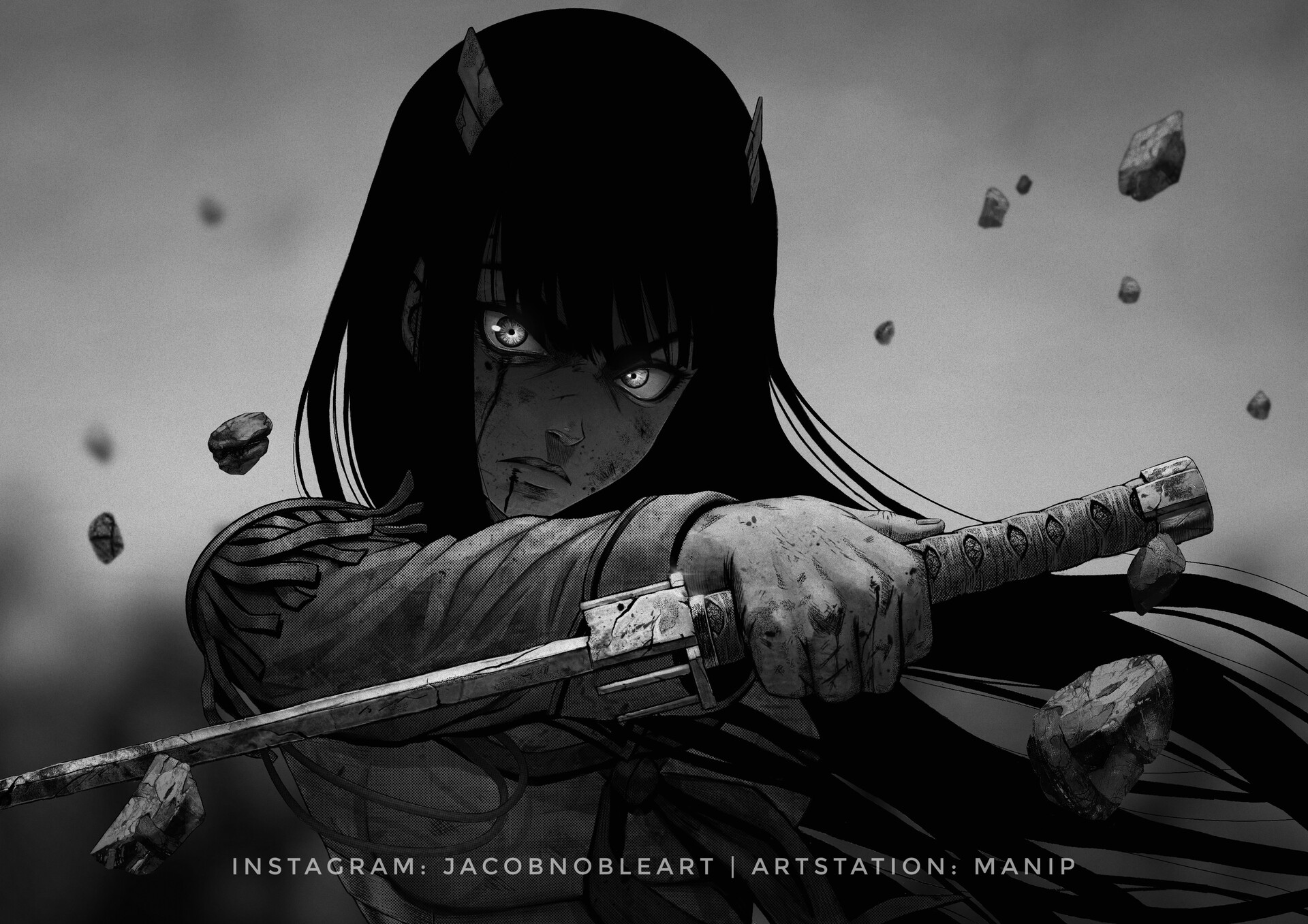 Kill La Kill Women With Swords Junketsu Anime Girls Sailor Outfit Katana Female Warrior Monochrome H 1920x1357