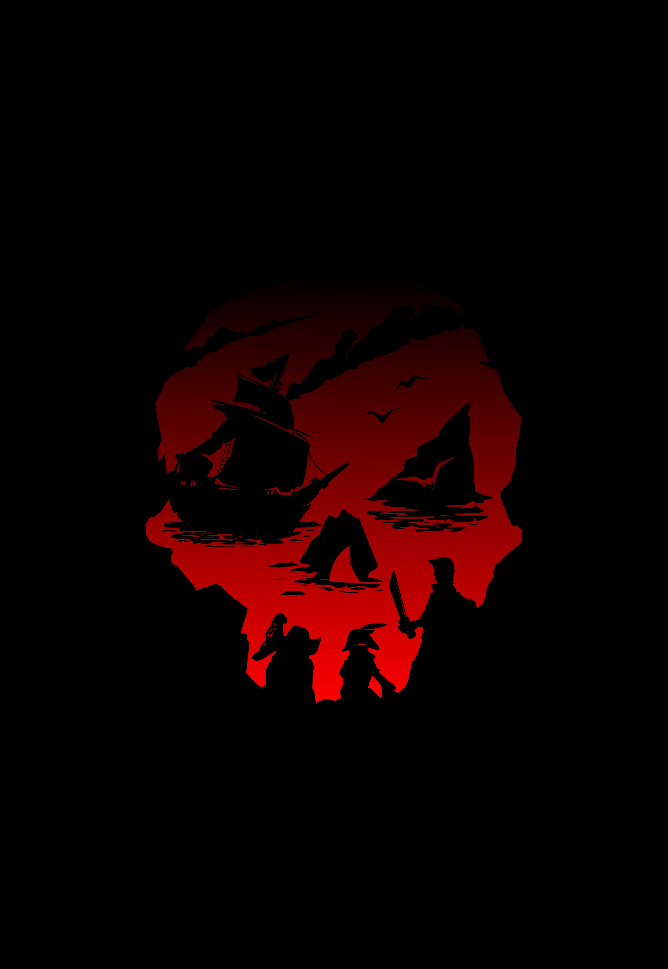 Sea Of Thieves Black Background PC Gaming Skull Video Games 2826x4096