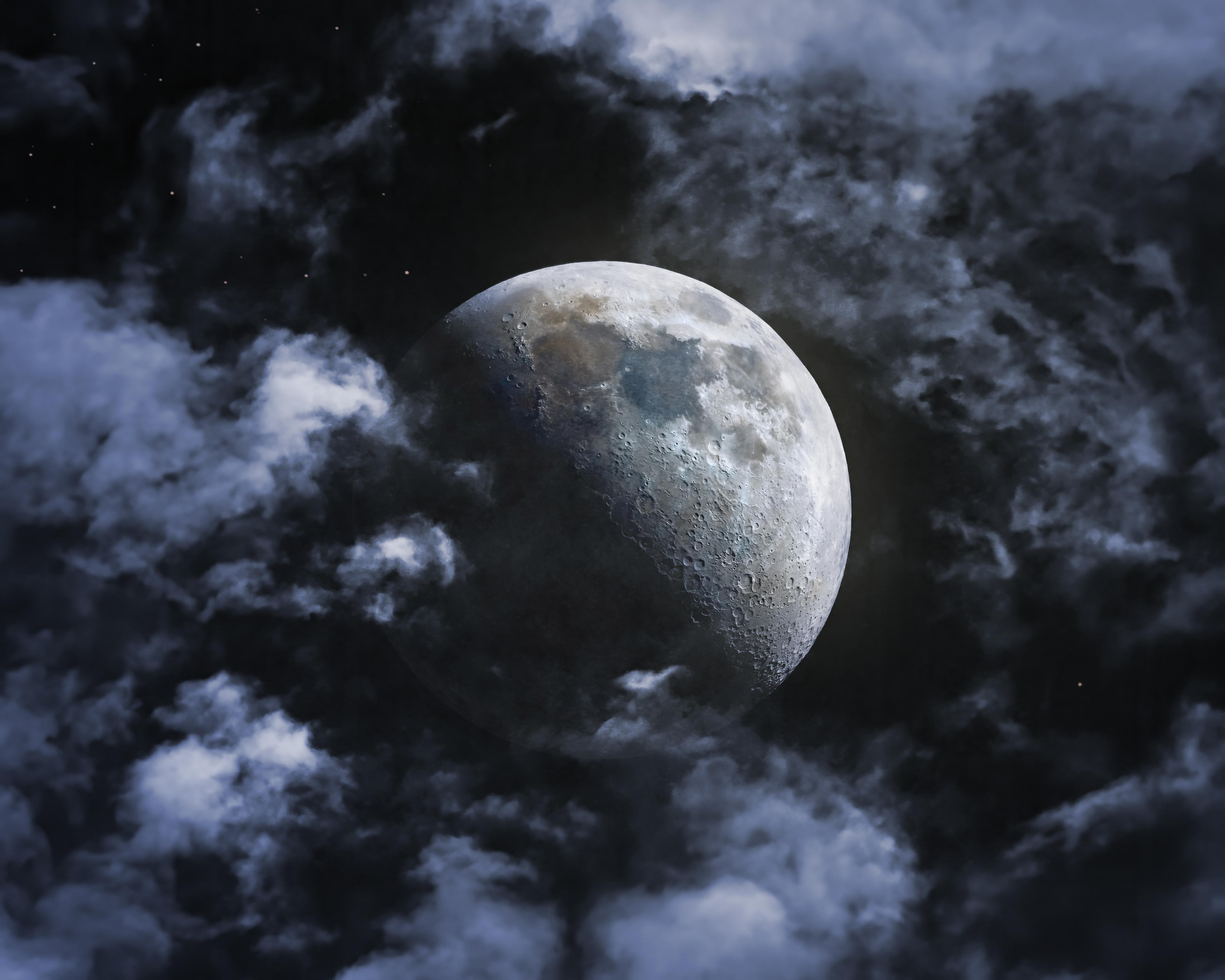 Space Moon Clouds Telescope Composite 4220x3376