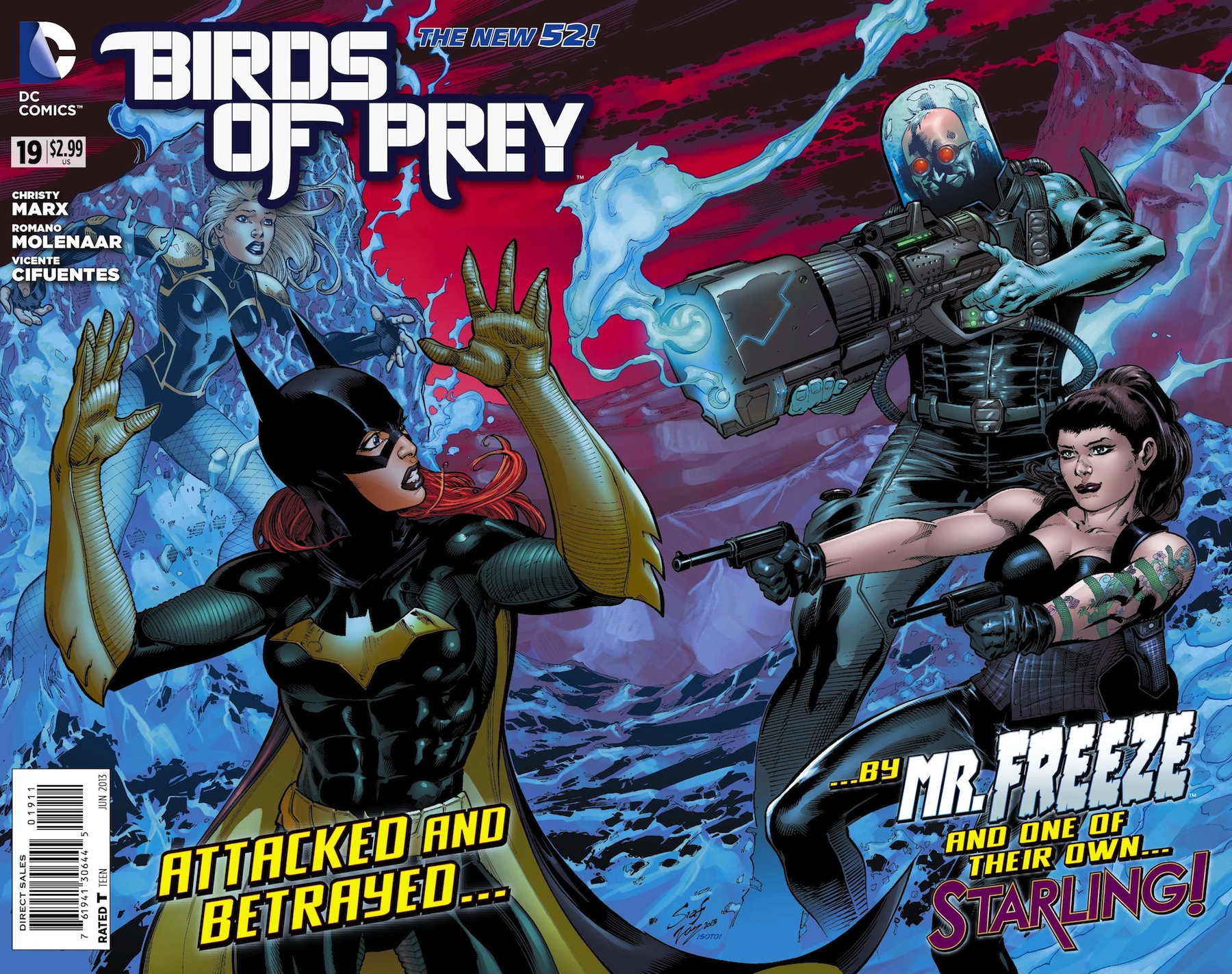 Batgirl Black Canary Mr Freeze DC Comics DC Comics Glove Ice Weapon Gun Pistol Blonde Blue Eyes Fish 1800x1424