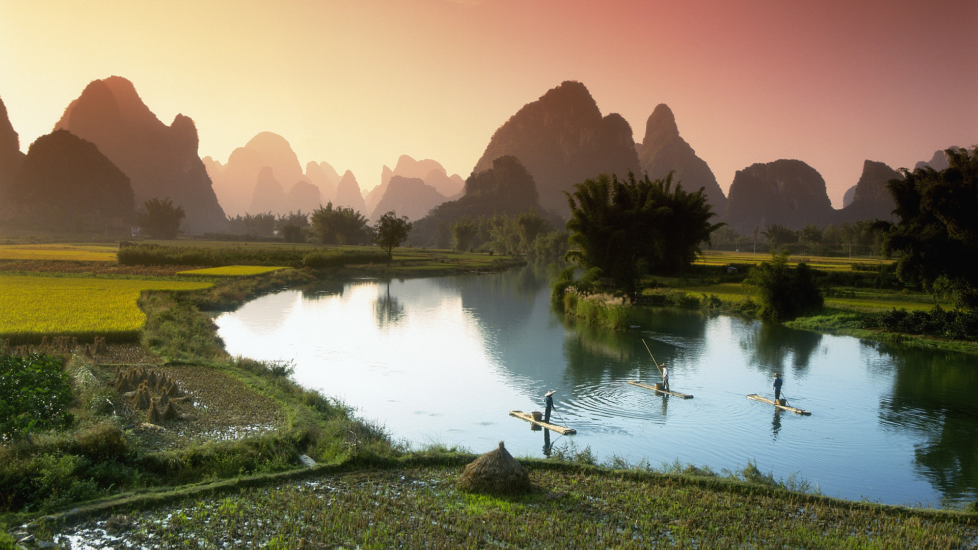 China Guanxi Zhuang Li River Mountain Nanling Mountains River 1920x1080