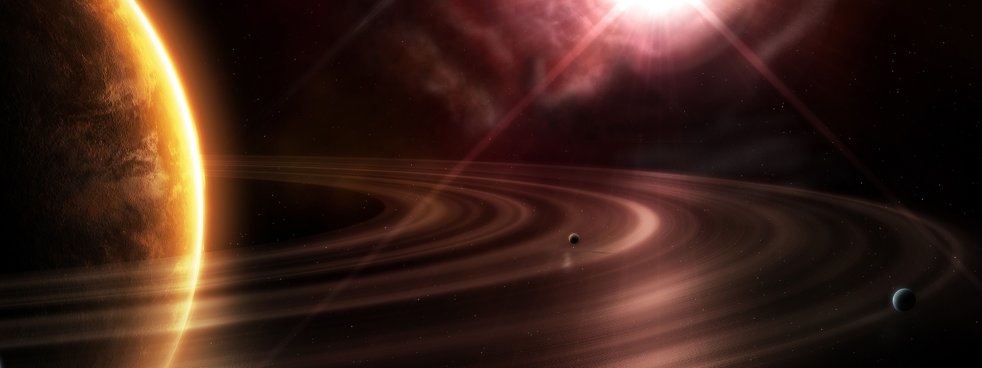 Planet Space Stars Solar 3200x1200