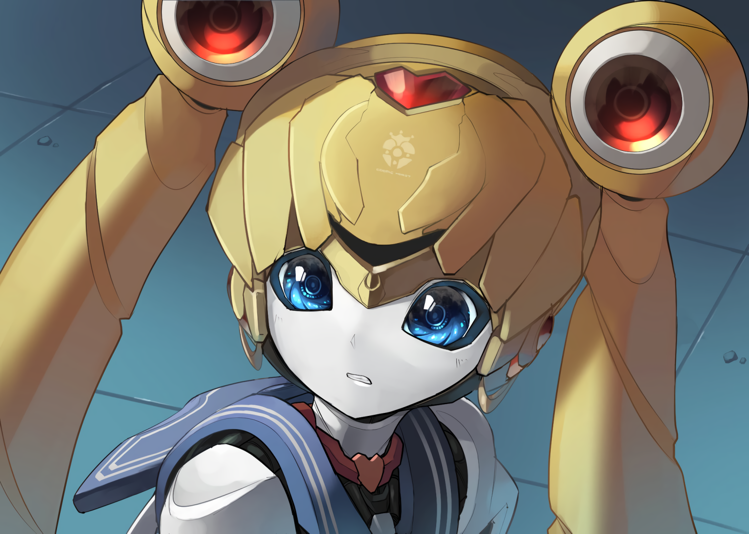 Tsukino Usagi Blue Eyes Robot Parody Twintails School Uniform Sailor Moon 1535x1094